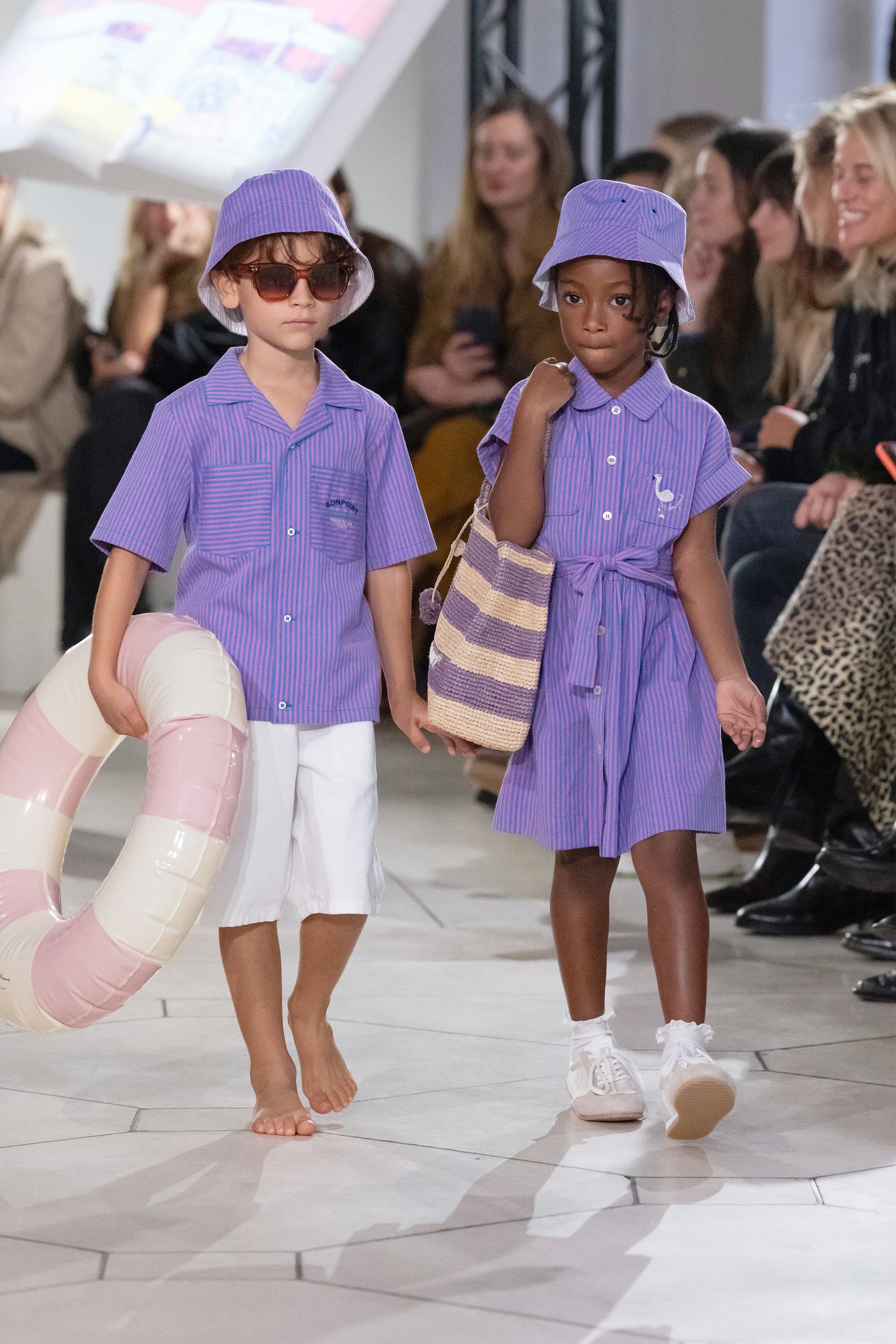 Gisele striped dress with organic cotton embroidery