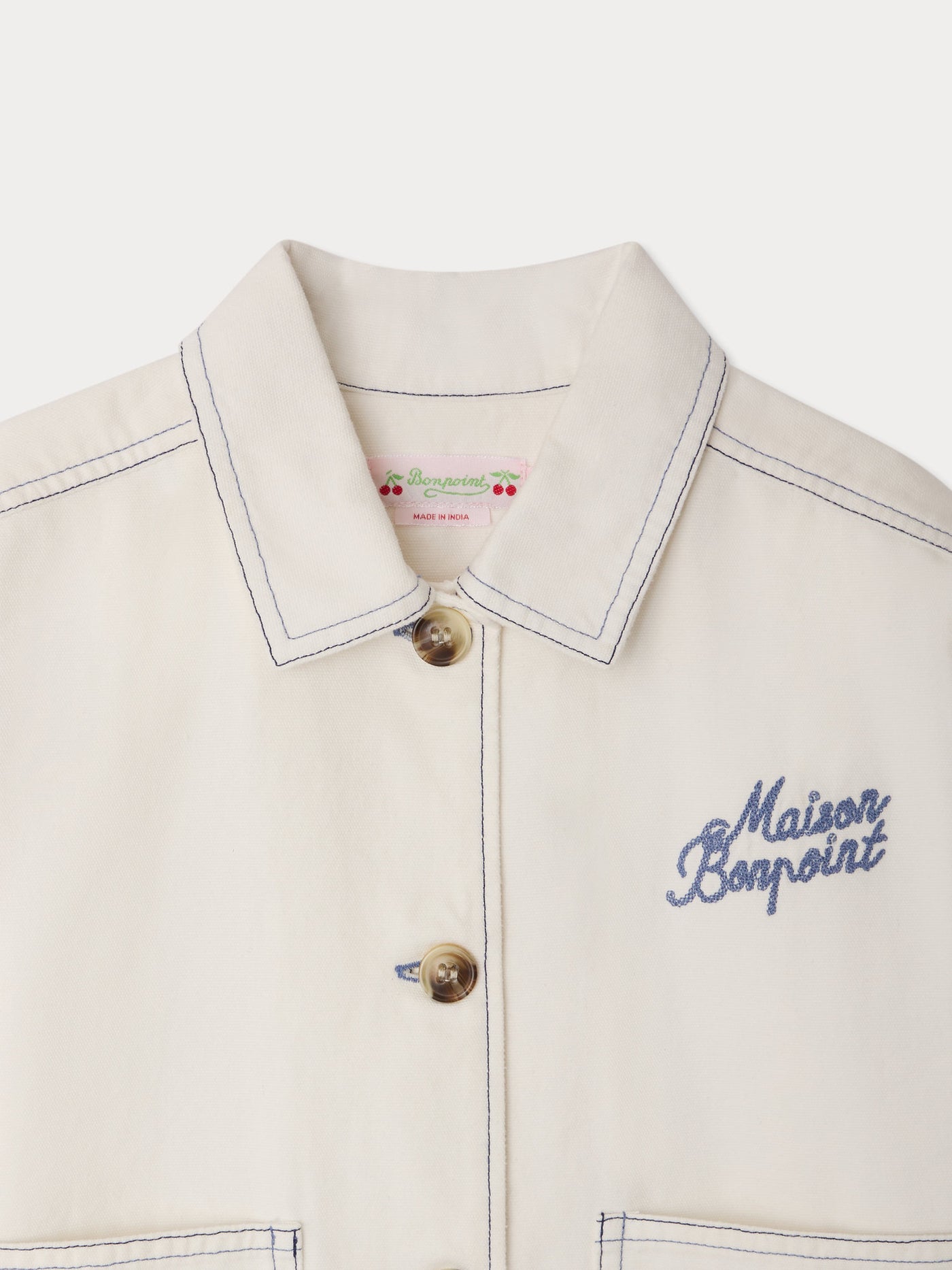 Larity denim jacket with contrast stitching in organic cotton