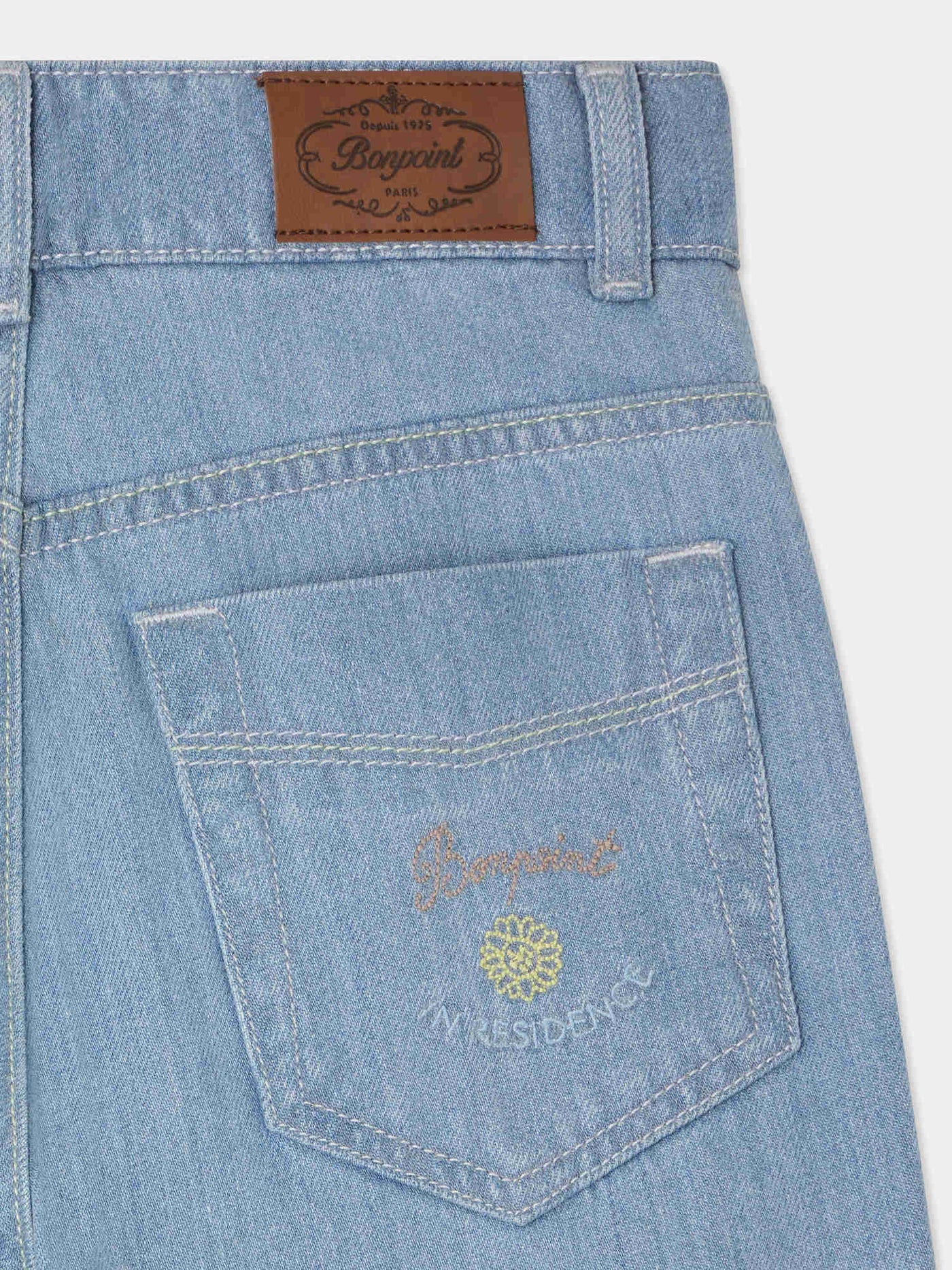 Bonpoint x Guest in Residence Eliott mixed denim trousers with embroidery