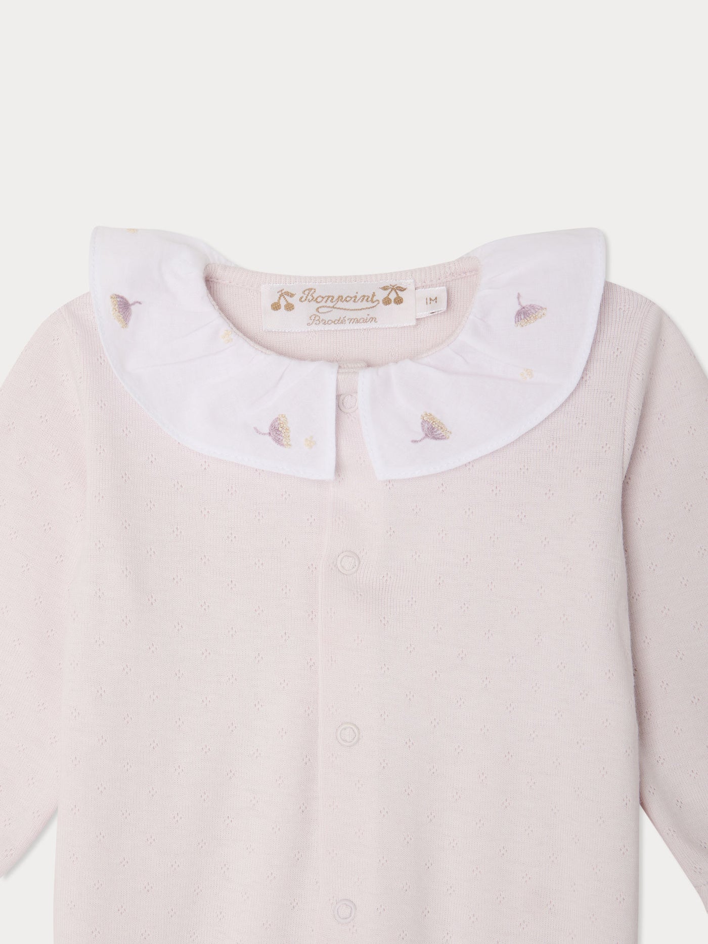 Lintina hand-embroidered pointelle pyjamas in organic cotton