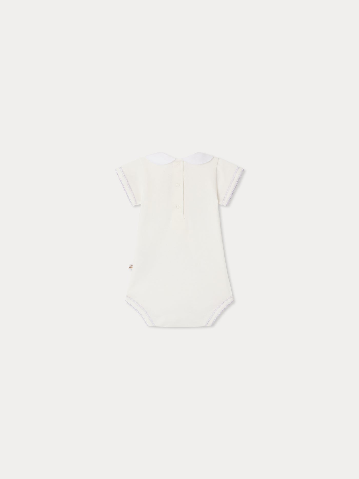 Hand-embroidered Cygne bodysuit in organic cotton