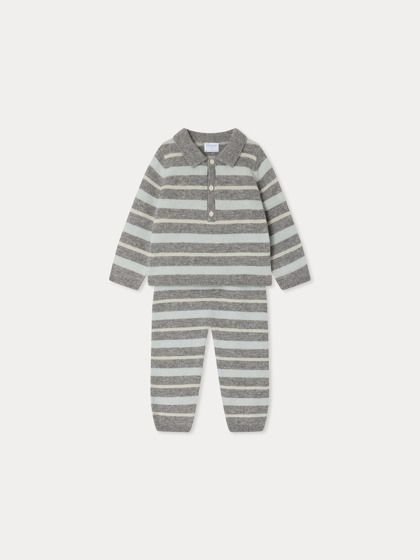 Bonpoint x Guest in Residence Lumi striped cashmere set in heather gray