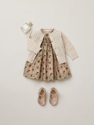 Maruska baby dress smocked and hand-embroidered in jacquard