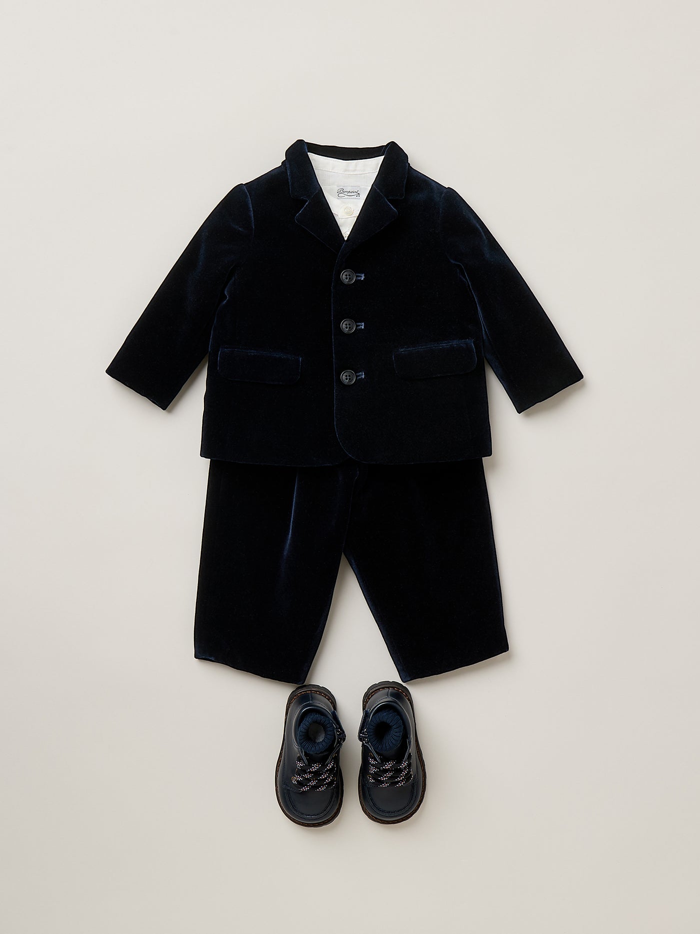 Dandy baby navy trousers in organic cotton velvet