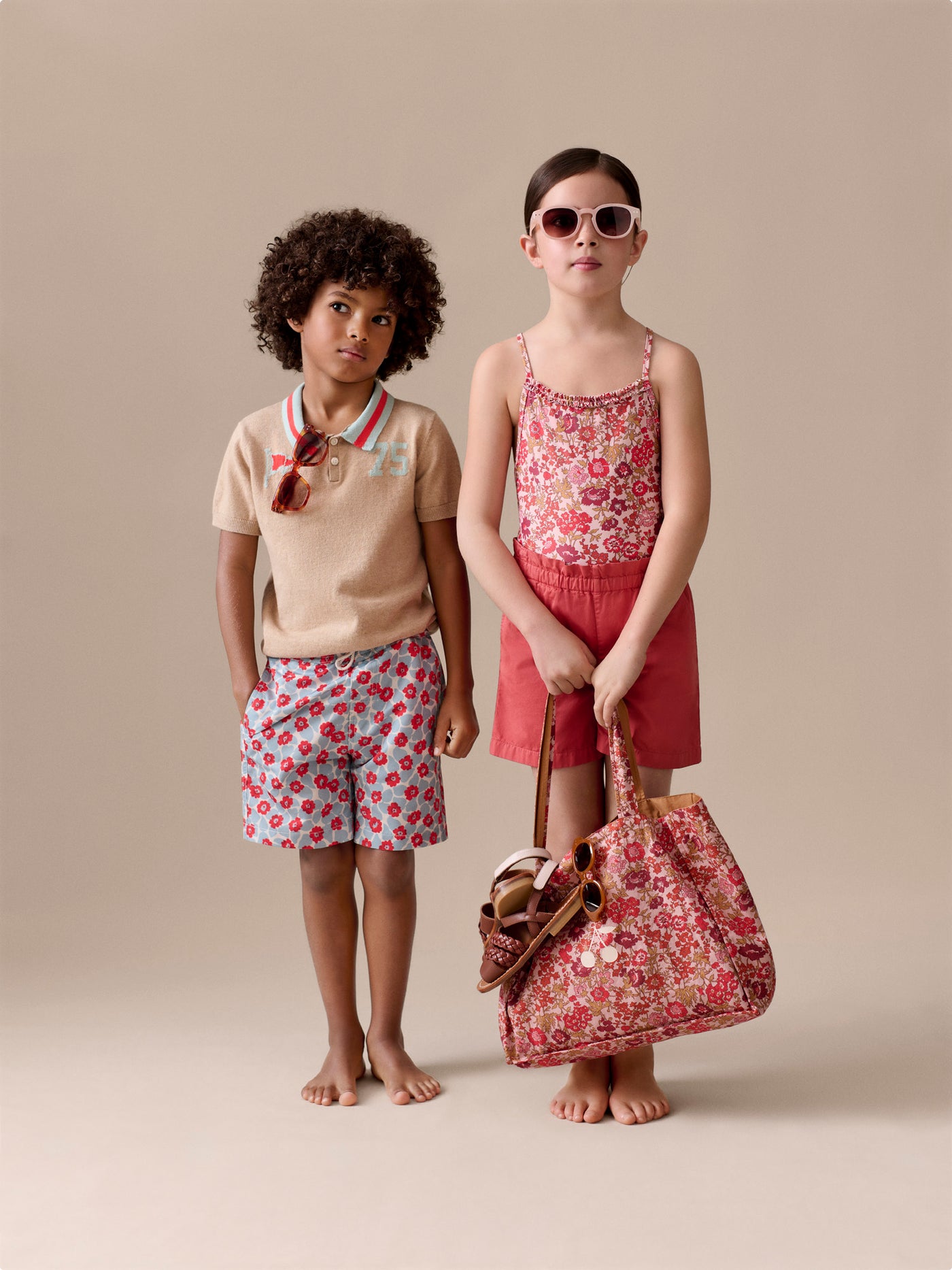 Polo Loyal with inset 75 flag in heather beige