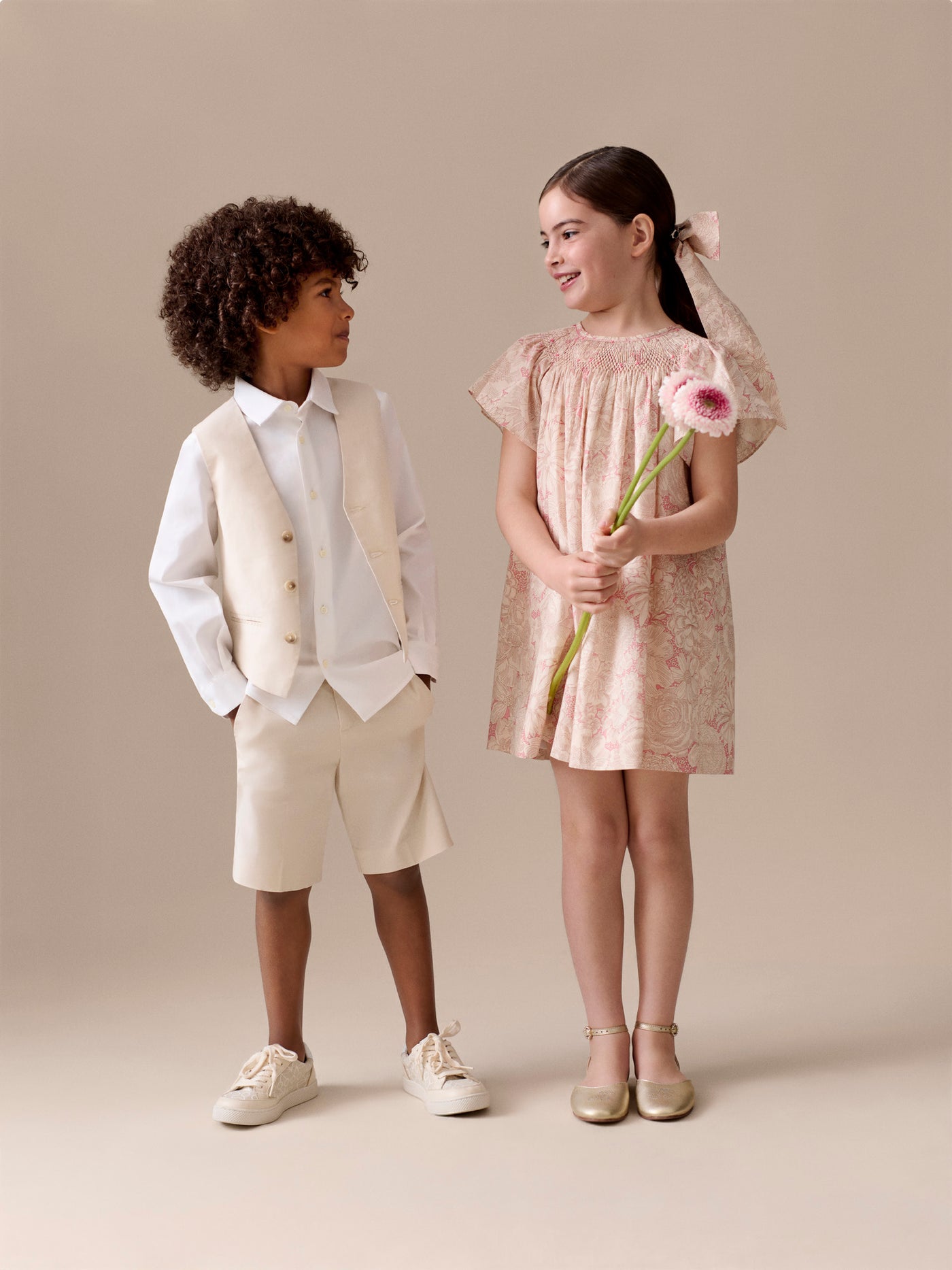 Arlene dress smocked and hand-embroidered in Liberty organic cotton fabric