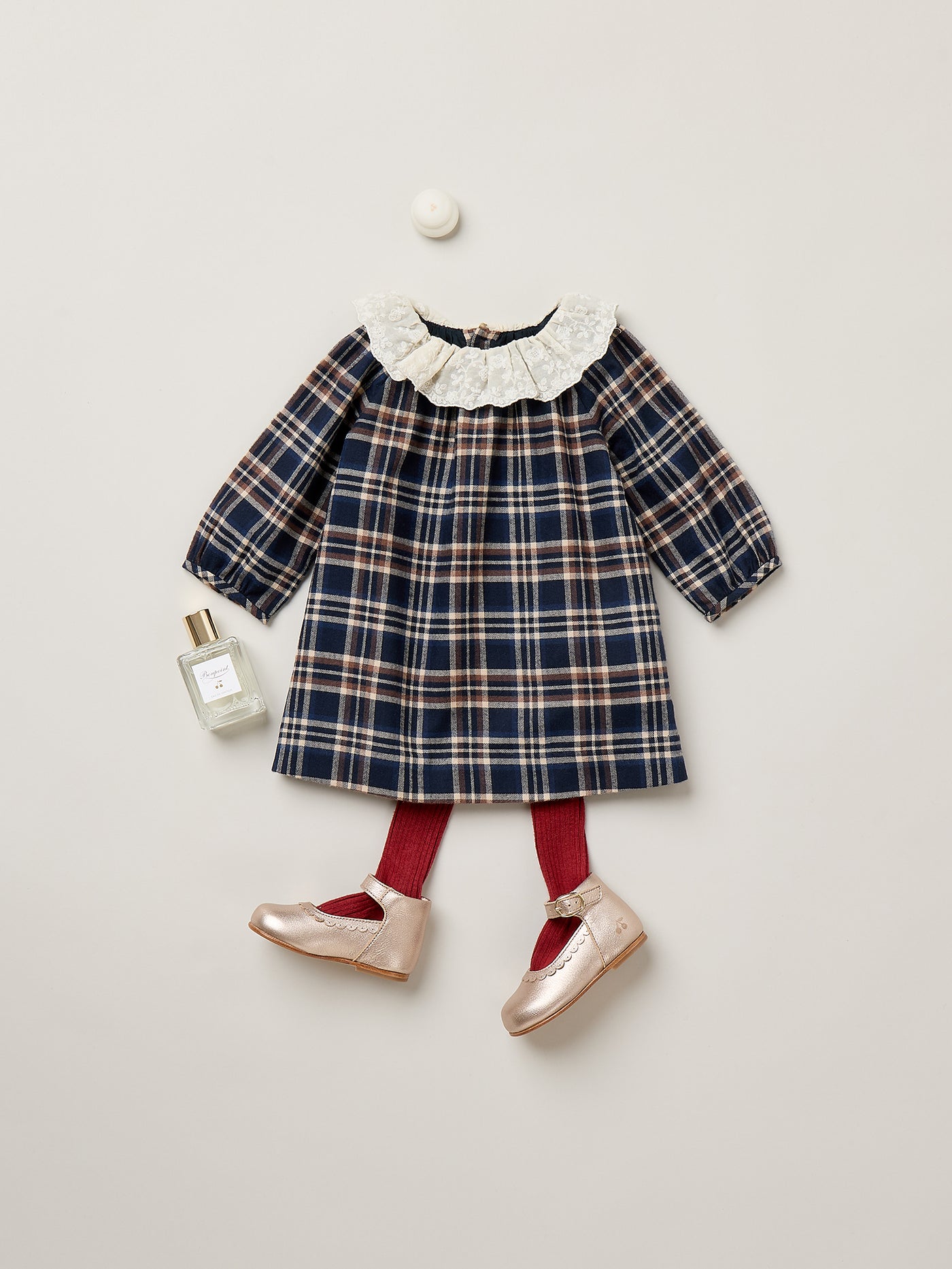 Flavili checked baby dress in organic cotton