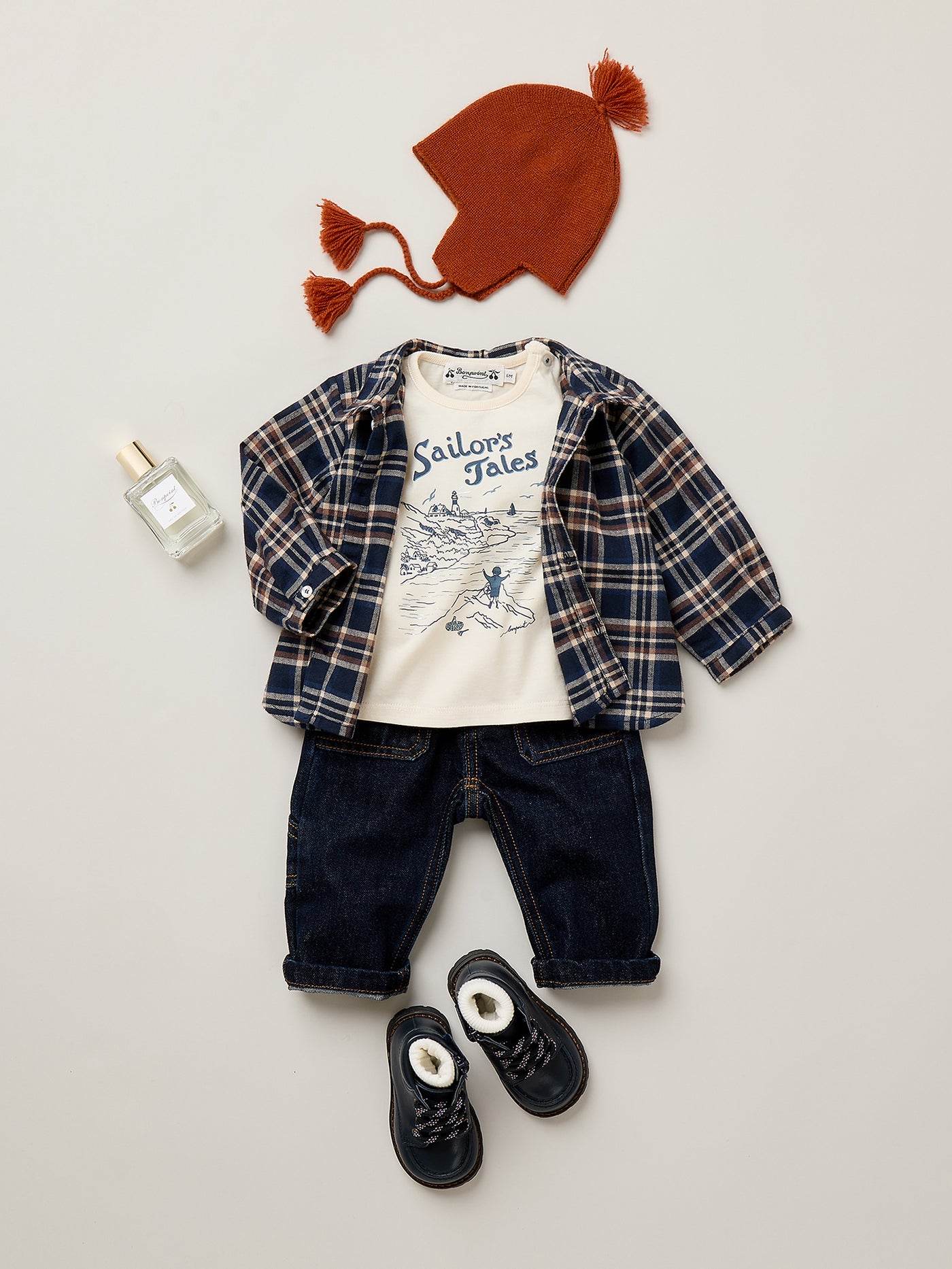 Nathan baby checked shirt in organic cotton