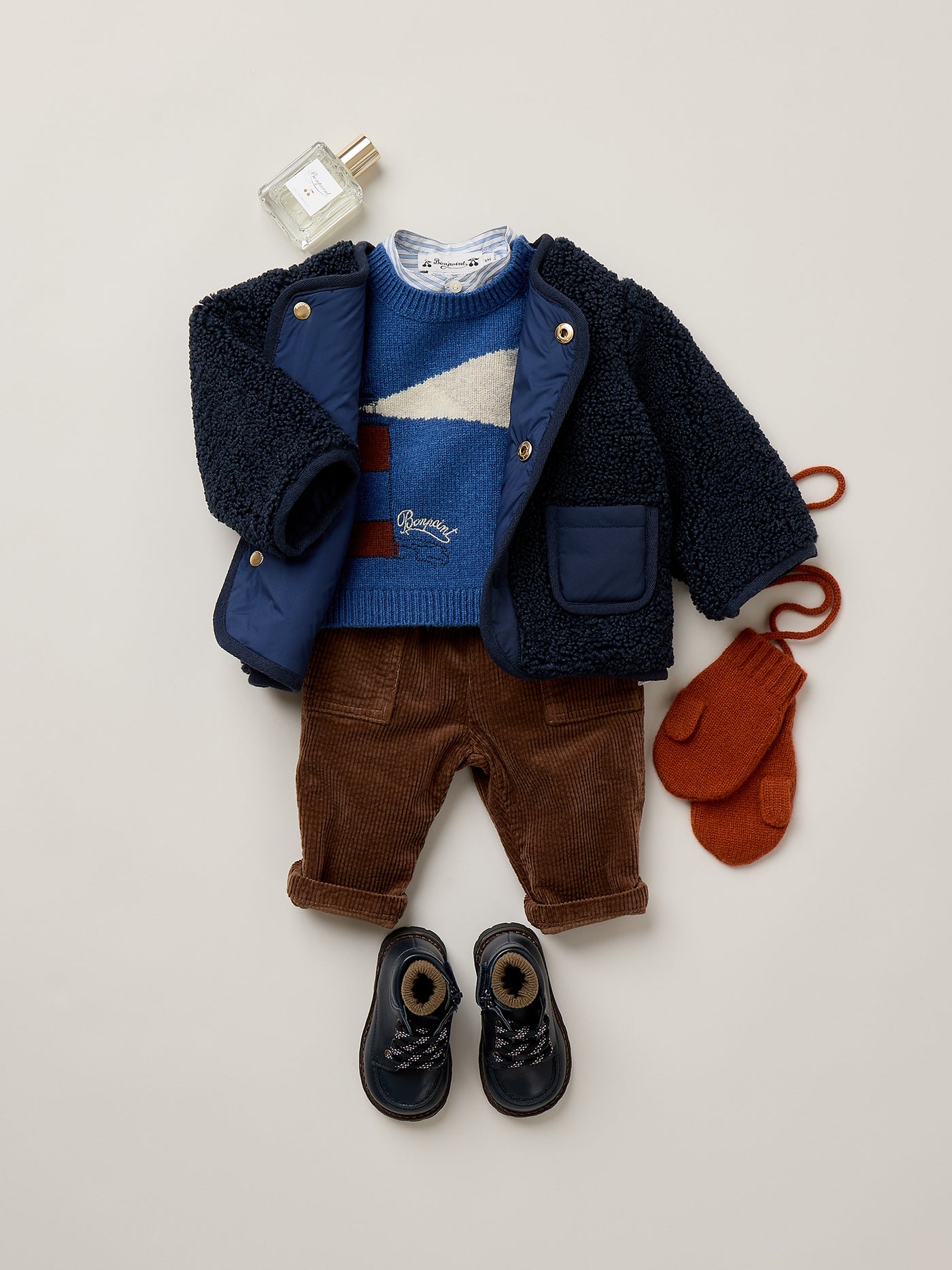Almire baby jumper with embroidered lighthouse in wool
