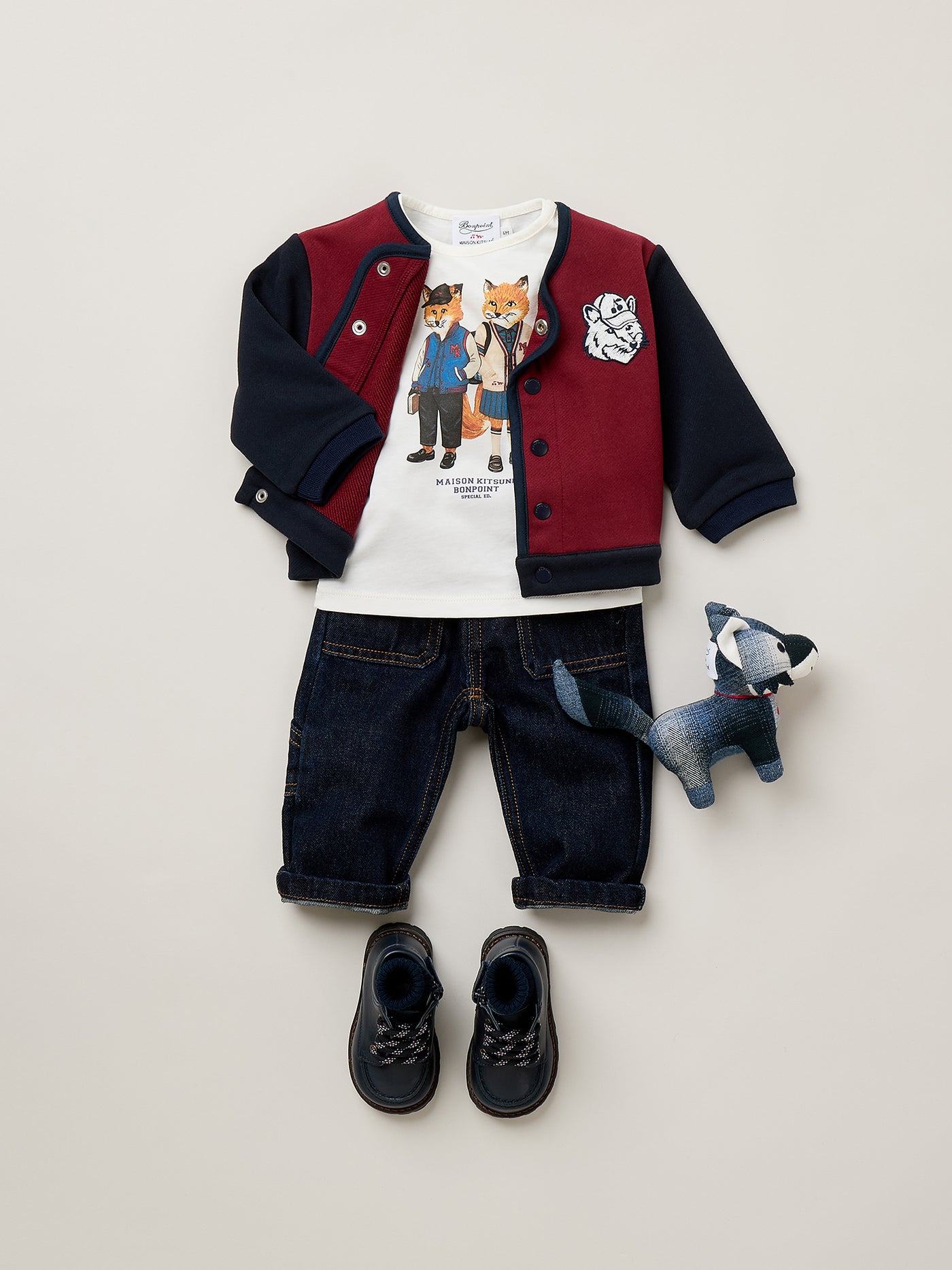 Bonpoint x Maison Kitsuné Tahsin baby fox print T-shirt in organic cotton