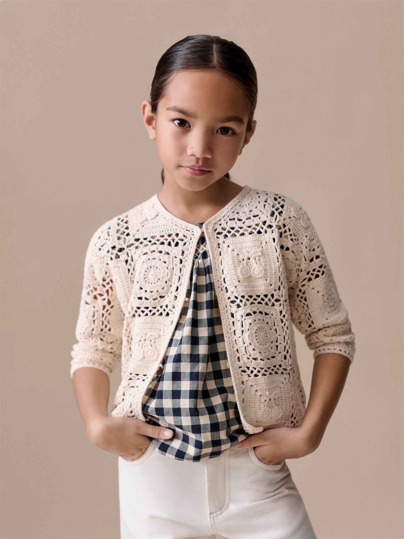 Lea-Marie hand-crocheted round neck cardigan