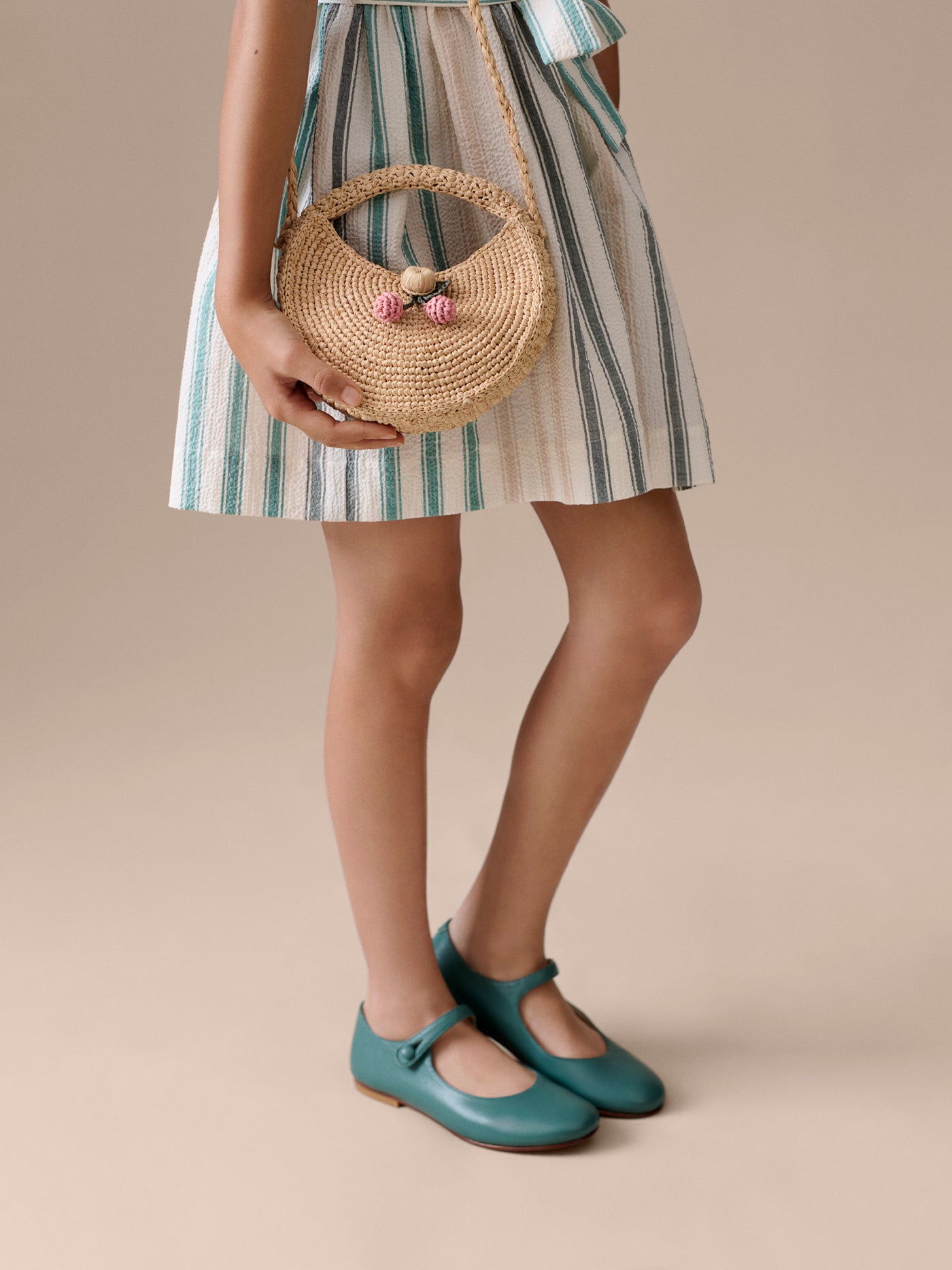 Ella ballerina flats in slate green leather