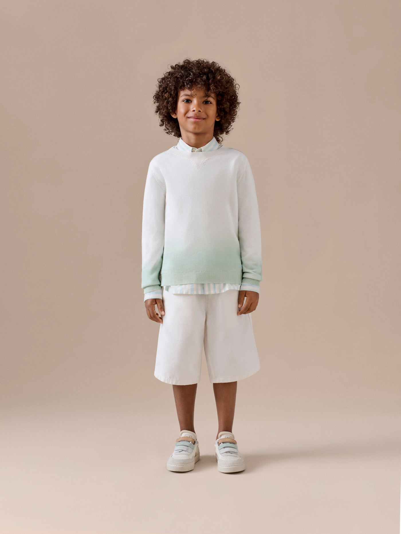 Tahar green dip-dye sweater in organic cotton
