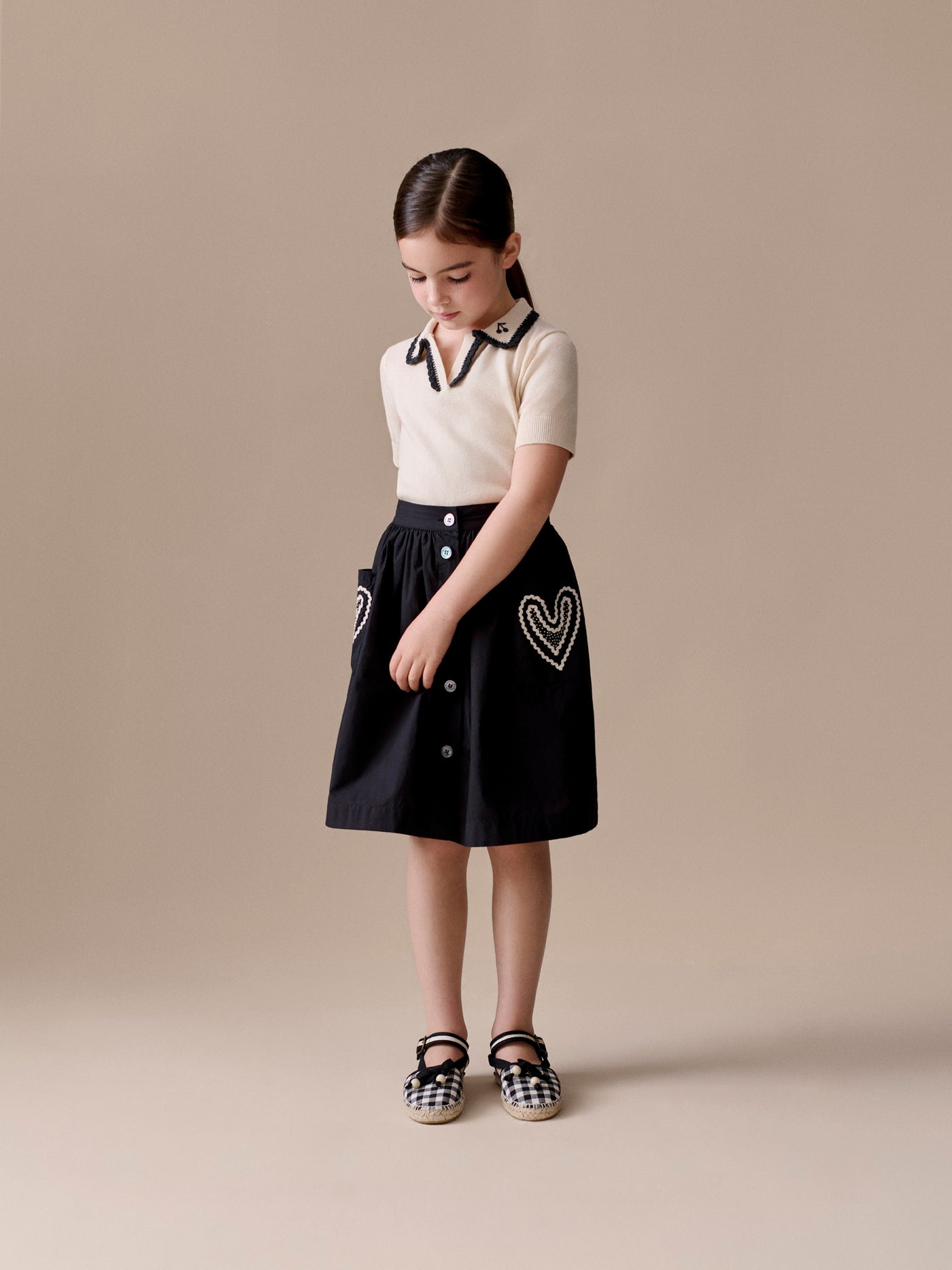 Lierre skirt hand-embroidered in organic cotton poplin