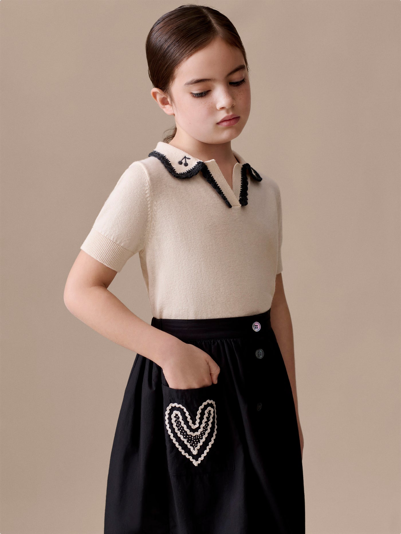 Lisette sweater with hand-embroidered collar