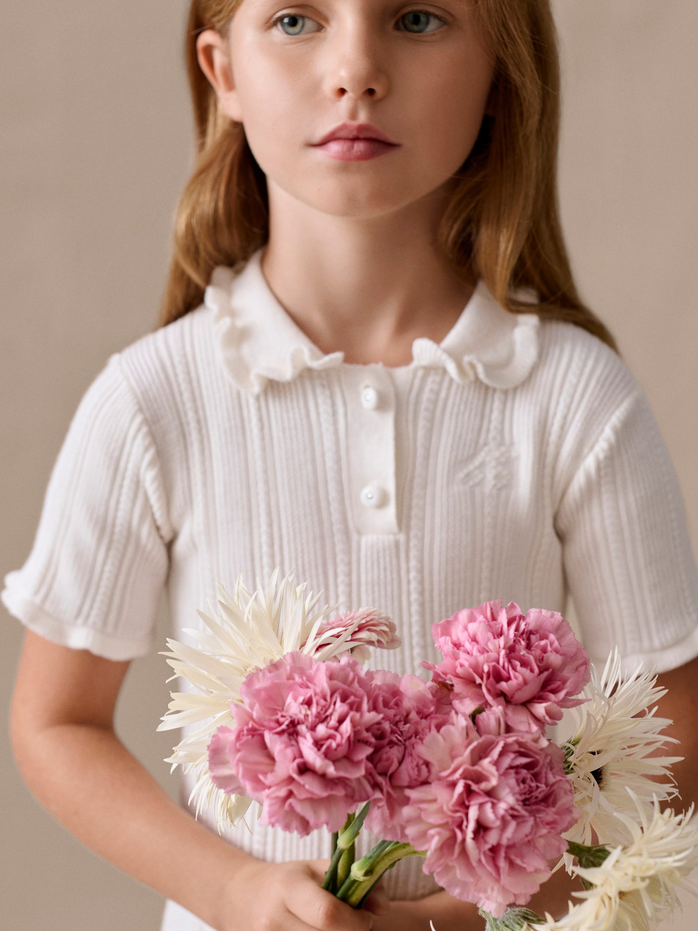 Lobelie ruffled dress in organic cotton and cashmere