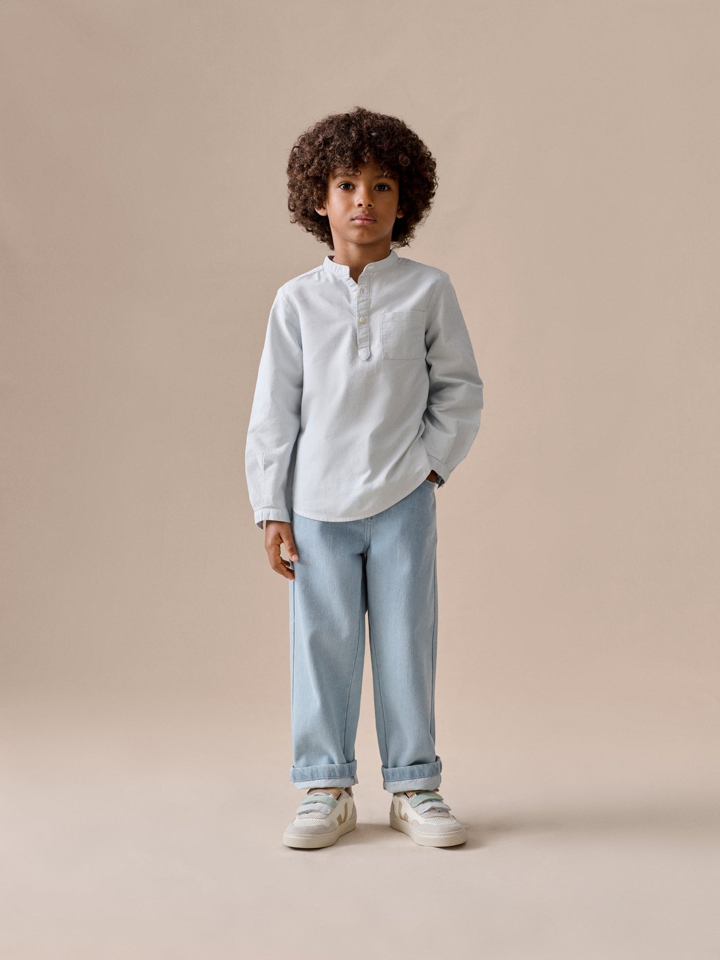 Claude shirt with mandarin collar in organic cotton