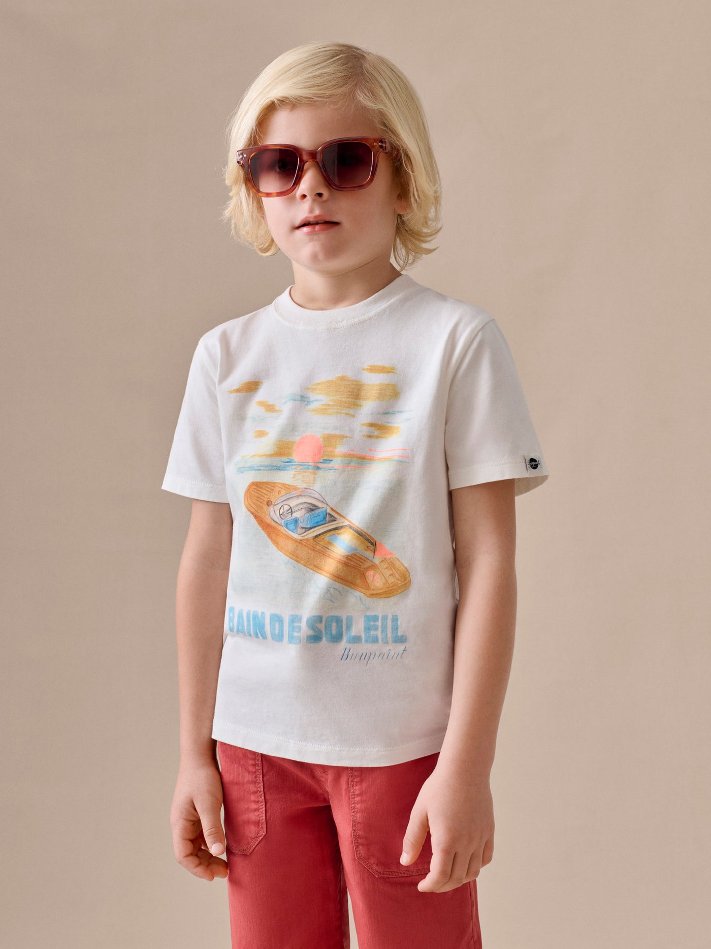 Thibald "bain de soleil" print t-shirt in organic cotton