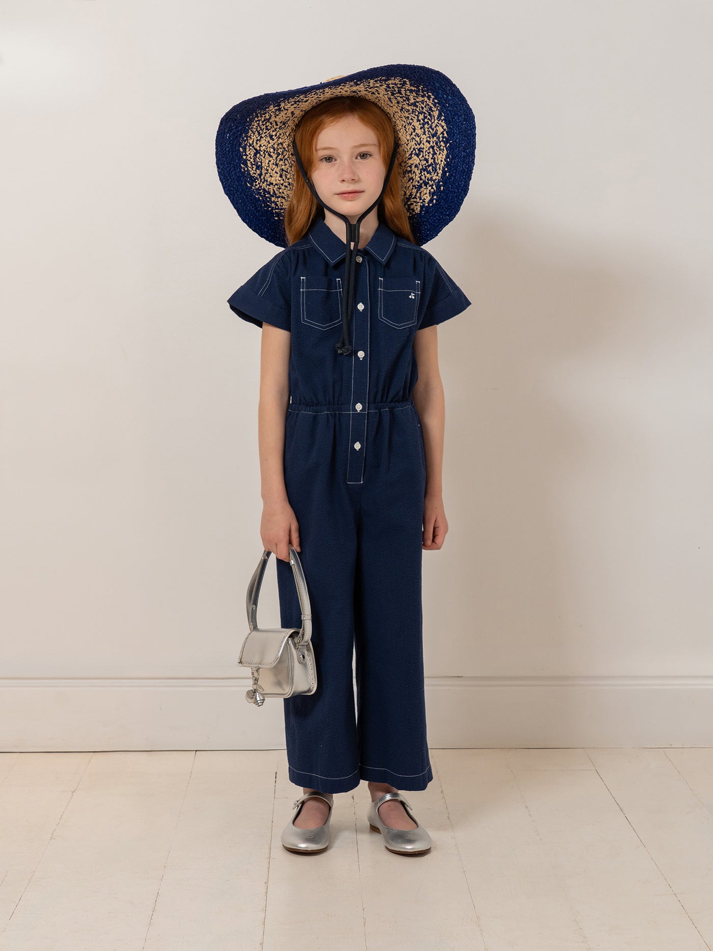 Lania striped jumpsuit in organic cotton seersucker