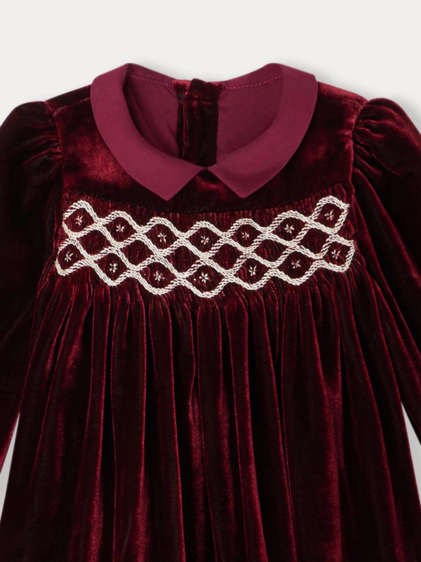 Trinité smocked dress in silk velvet