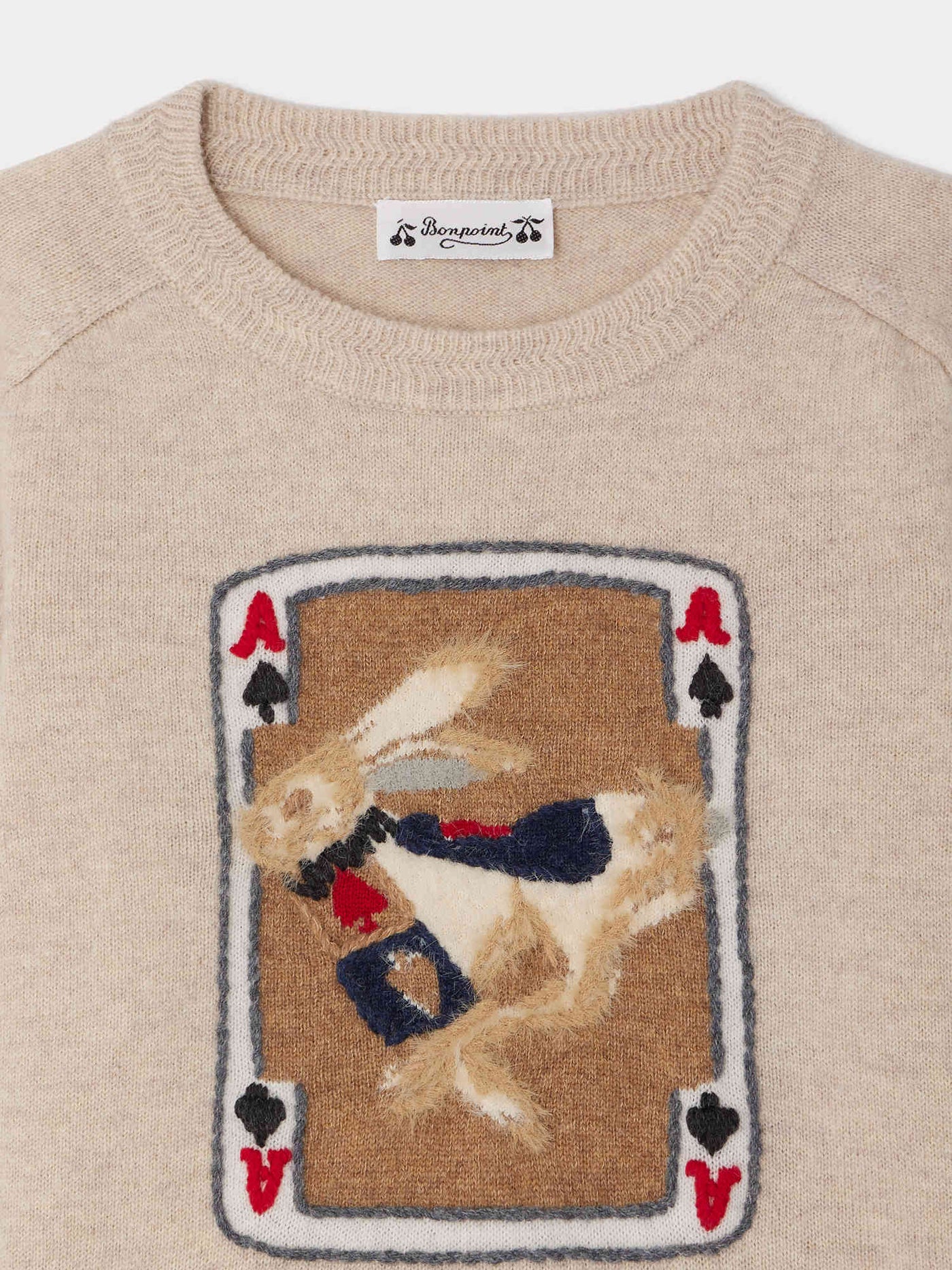Emerson jacquard and rabbit hand-embroidered wool sweater