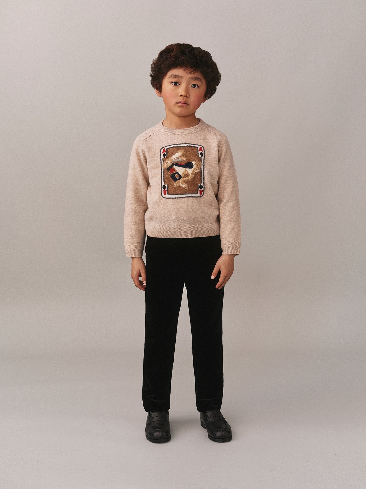 Emerson jacquard and rabbit hand-embroidered wool sweater