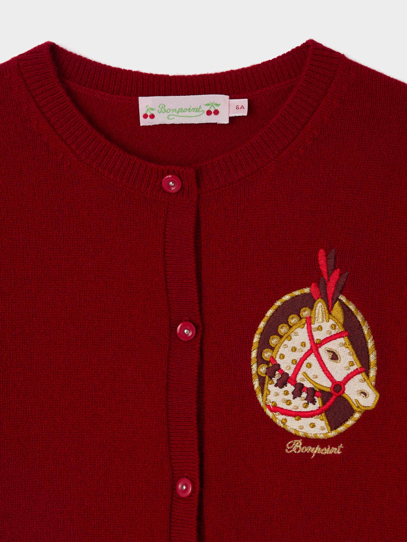 Twist cashmere cardigan with horse embroidery