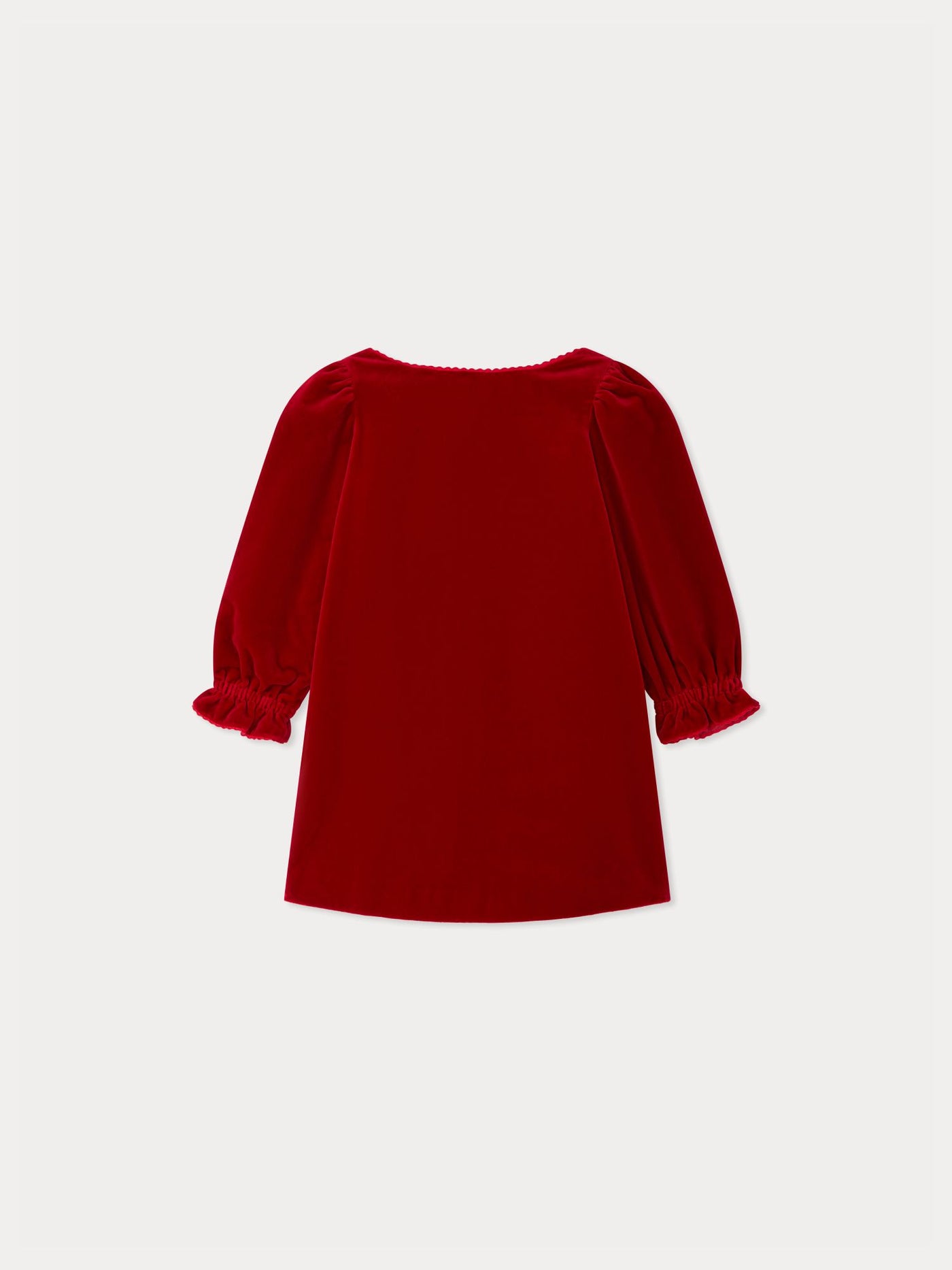 Jove dress with a tie at the back in organic cotton velvet