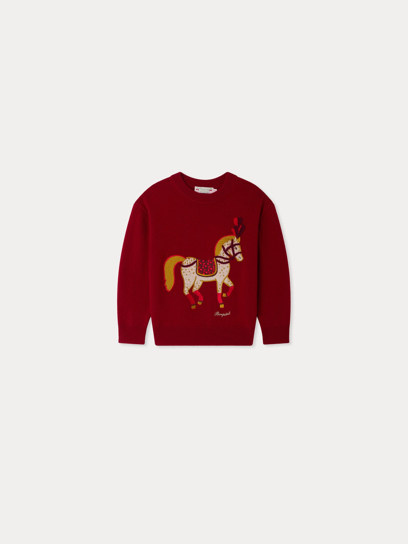 Anumati cashmere sweater with jacquard embroidered horse motif