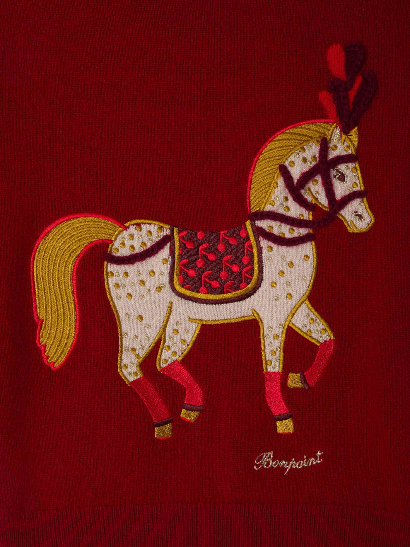 Anumati cashmere sweater with jacquard embroidered horse motif