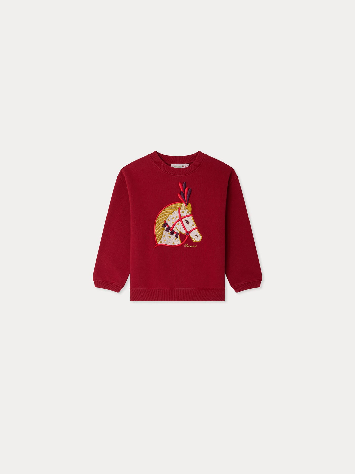 Tayla organic cotton sweater with embroidered horse motif