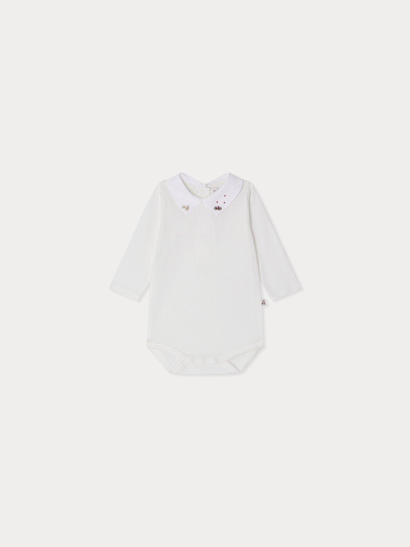 September bodysuit with Christmas embroidered collar in organic cotton
