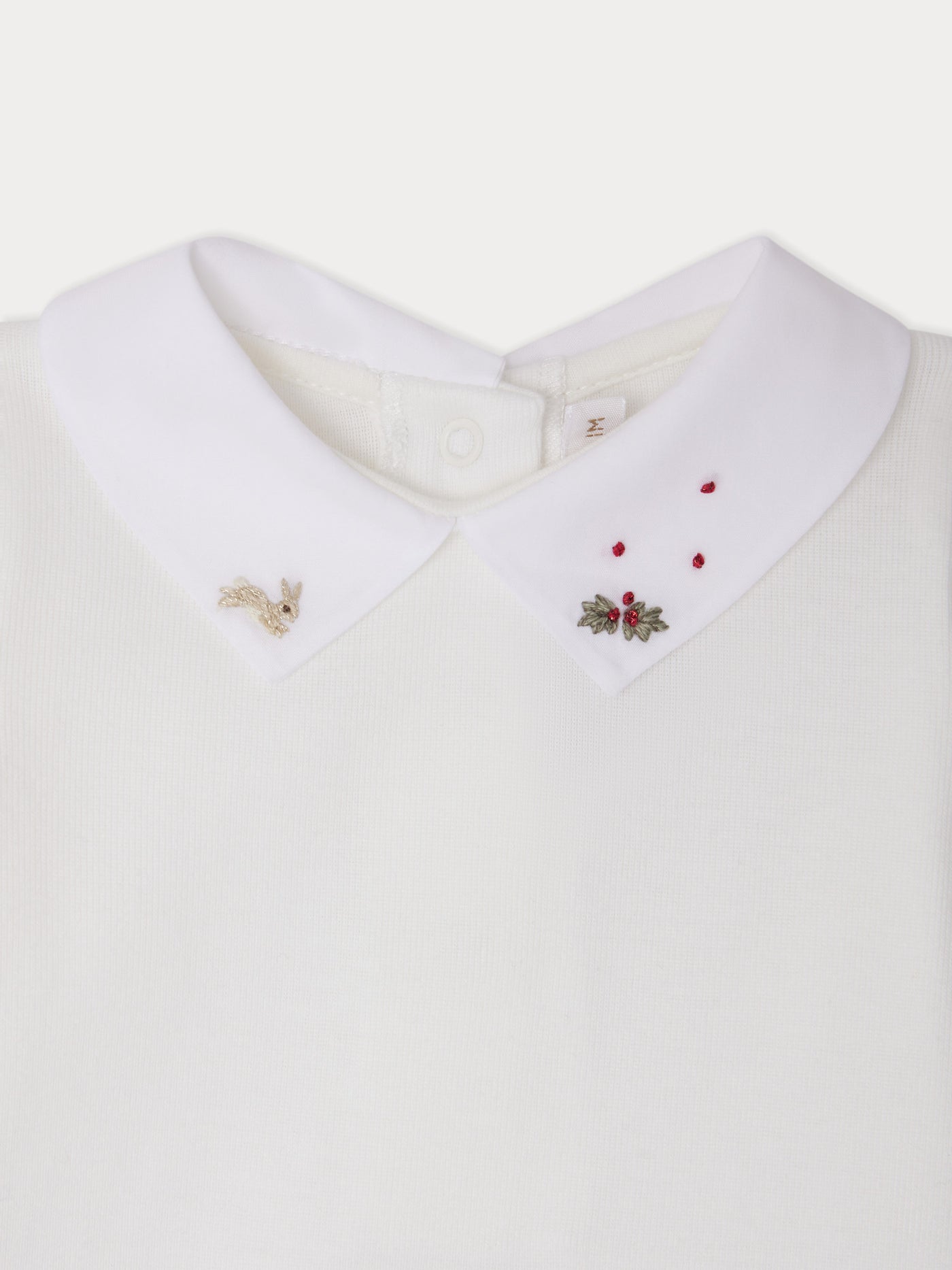 September bodysuit with Christmas embroidered collar in organic cotton