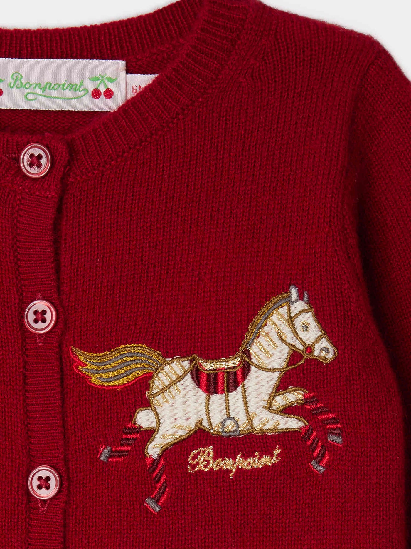 Teyana cashmere cardigan with horse embroidery