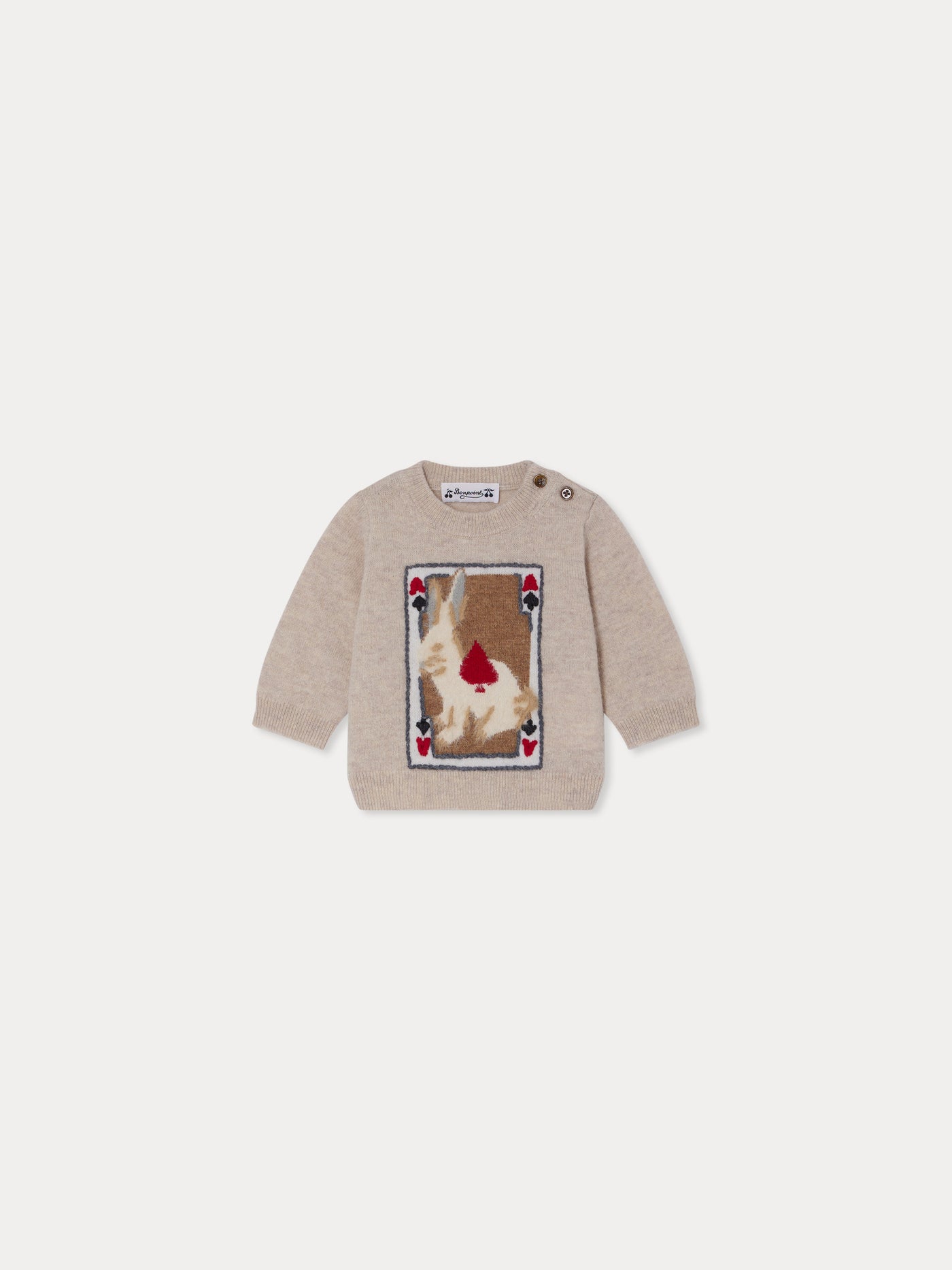 Almire jacquard sweater with a hand-embroidered wool rabbit