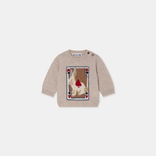 Almire jacquard sweater with a hand-embroidered wool rabbit