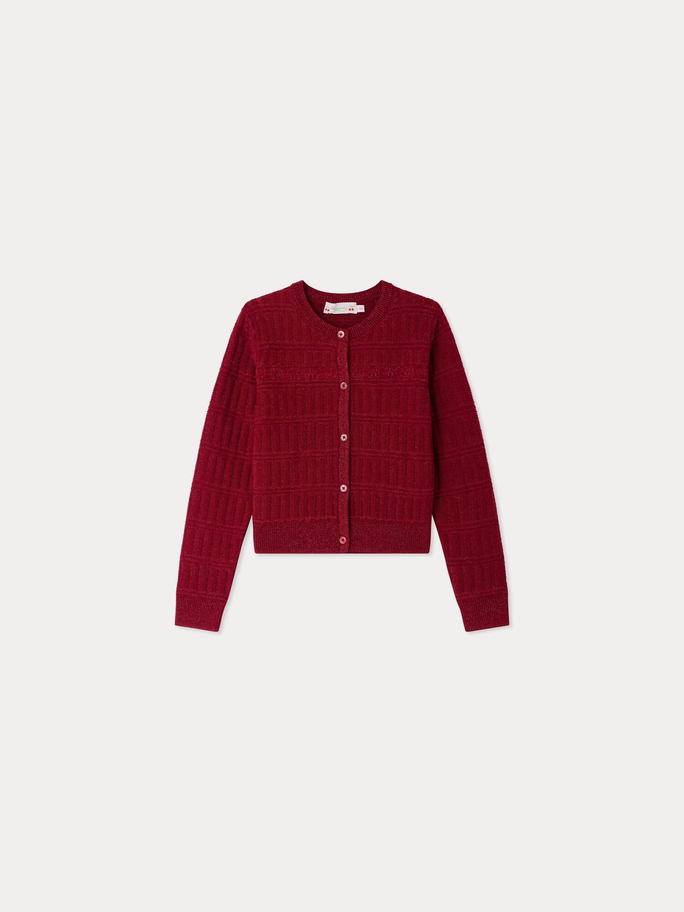 Giovanna round neck cherry embroidered cardigan