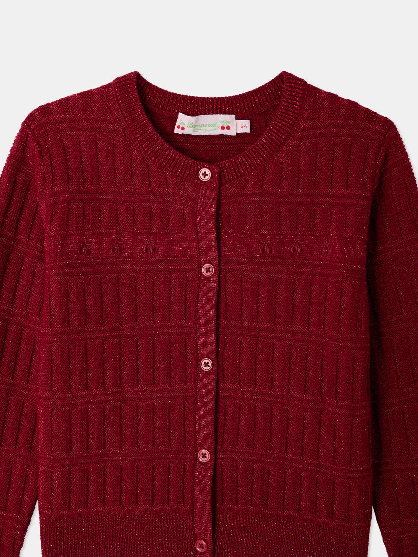 Giovanna round neck cherry embroidered cardigan