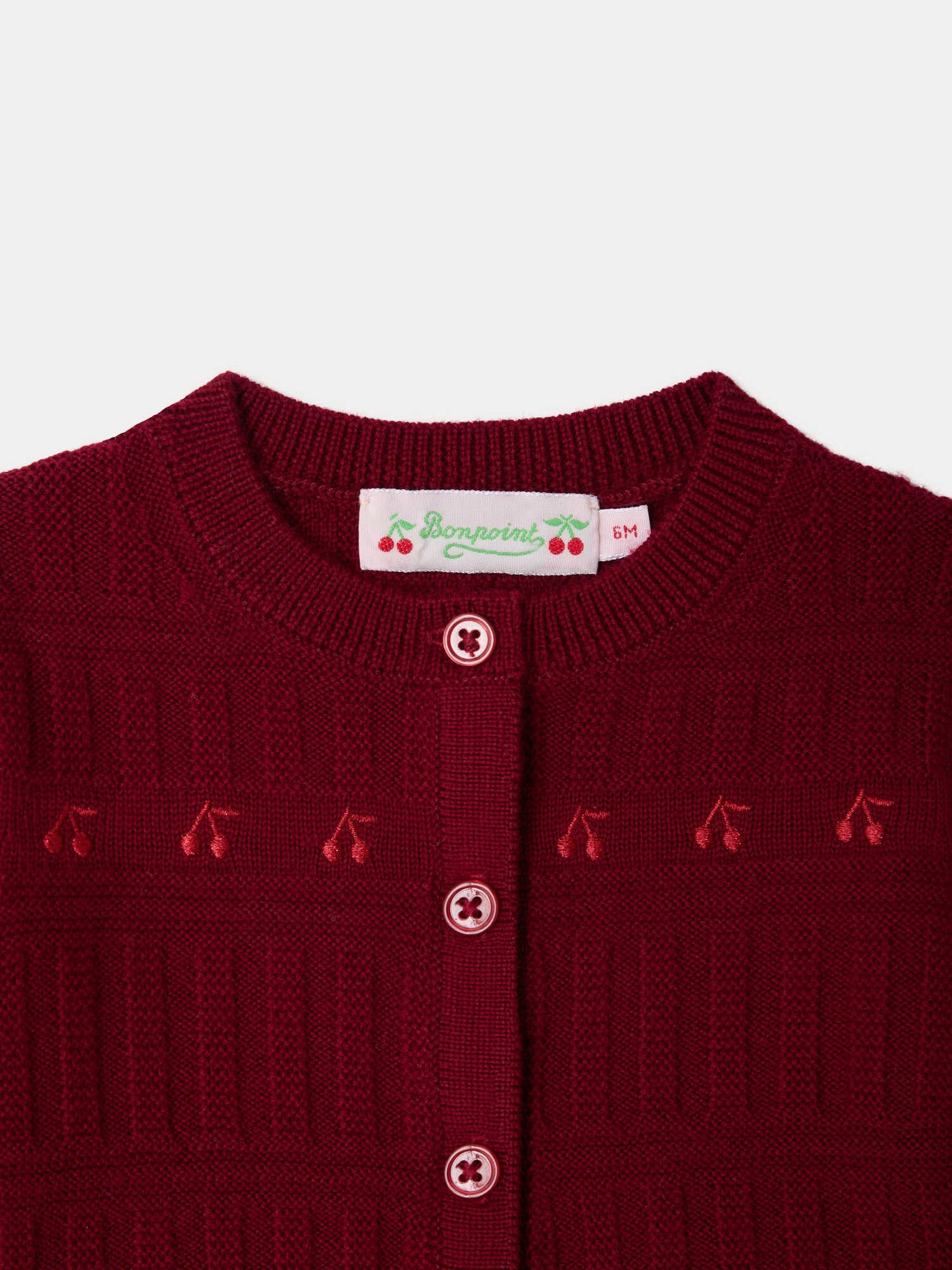 Giovina wool cardigan with cherry embroidery