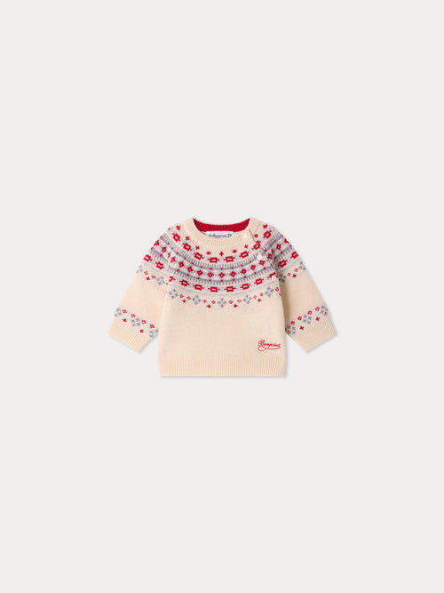 Bonpoint Melrose baby sweater in embroidered jacquard wool