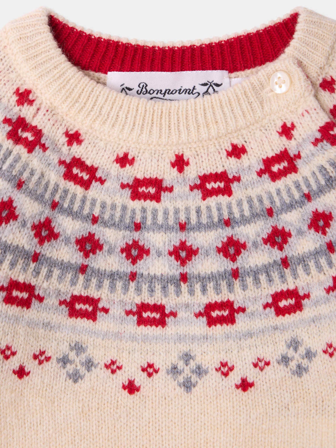 Bonpoint Melrose baby sweater in embroidered jacquard wool