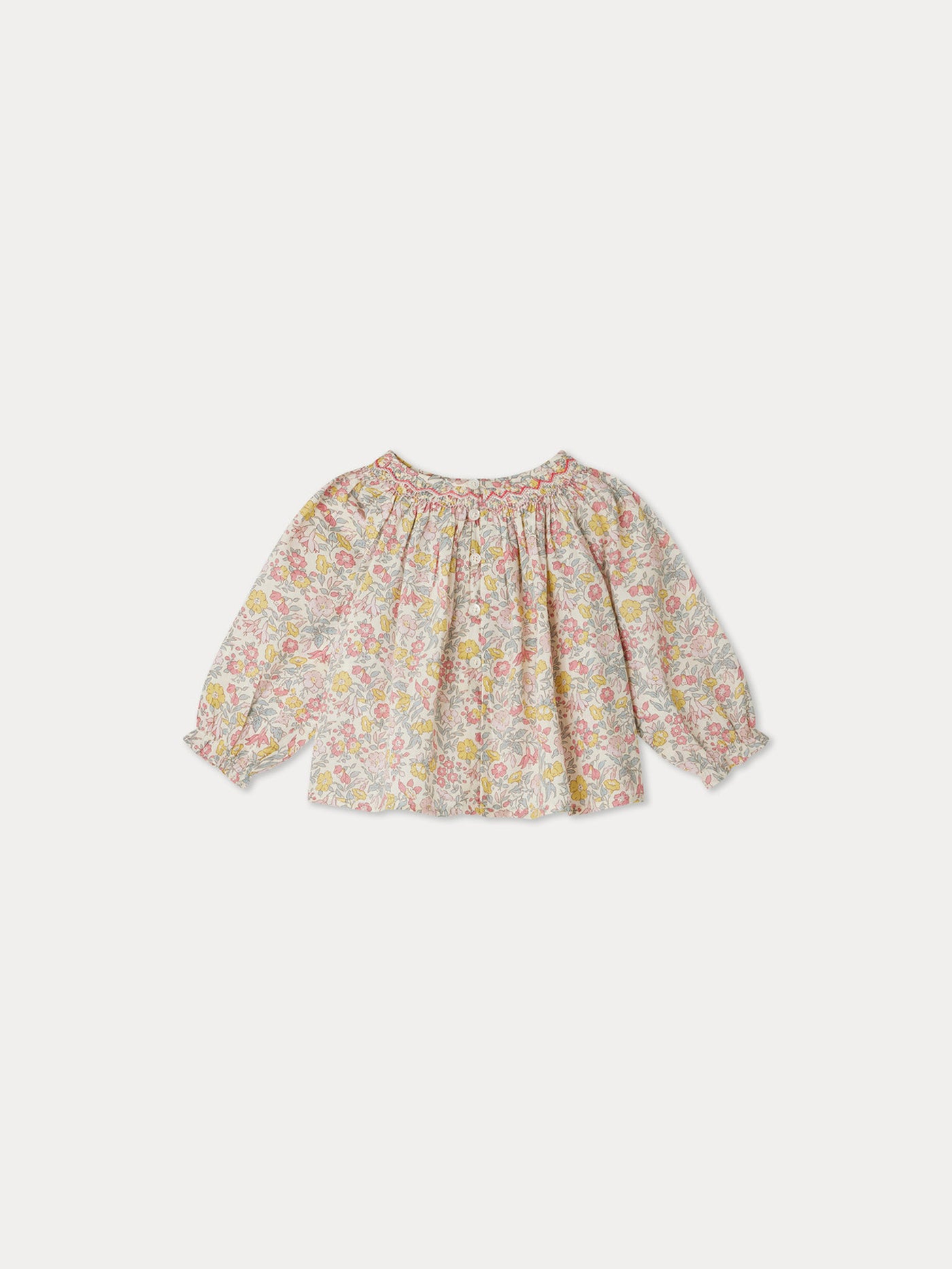 Griotte smocked blouse in pink Liberty fabric