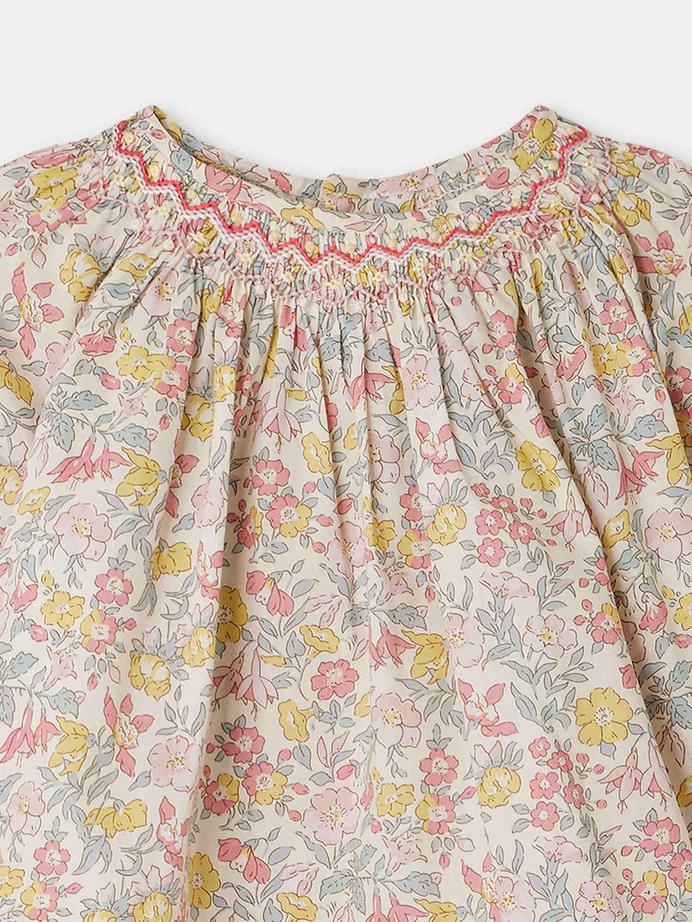 Griotte smocked blouse in pink Liberty fabric