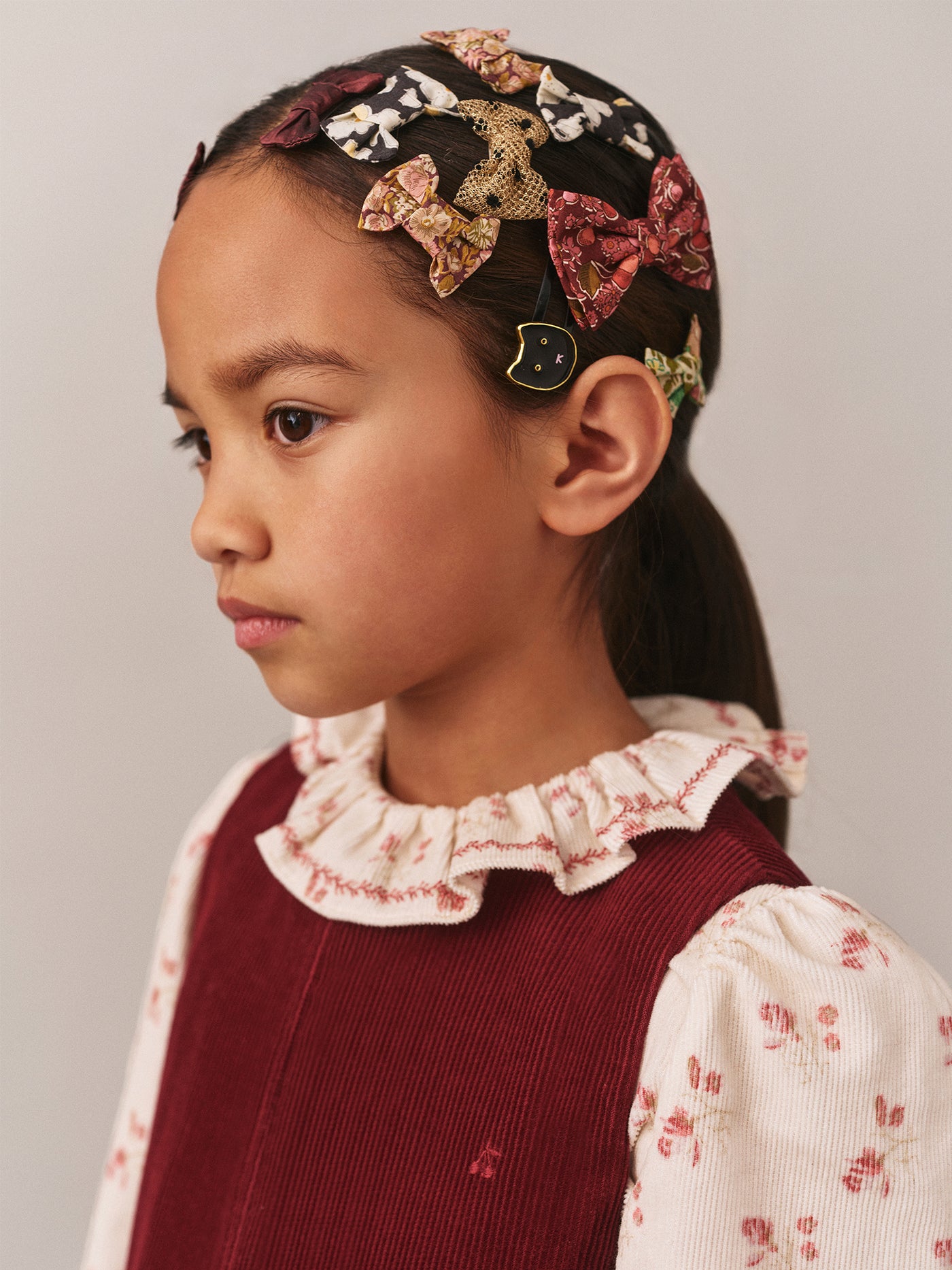 Miniclic barrette in black Liberty fabric in organic cotton