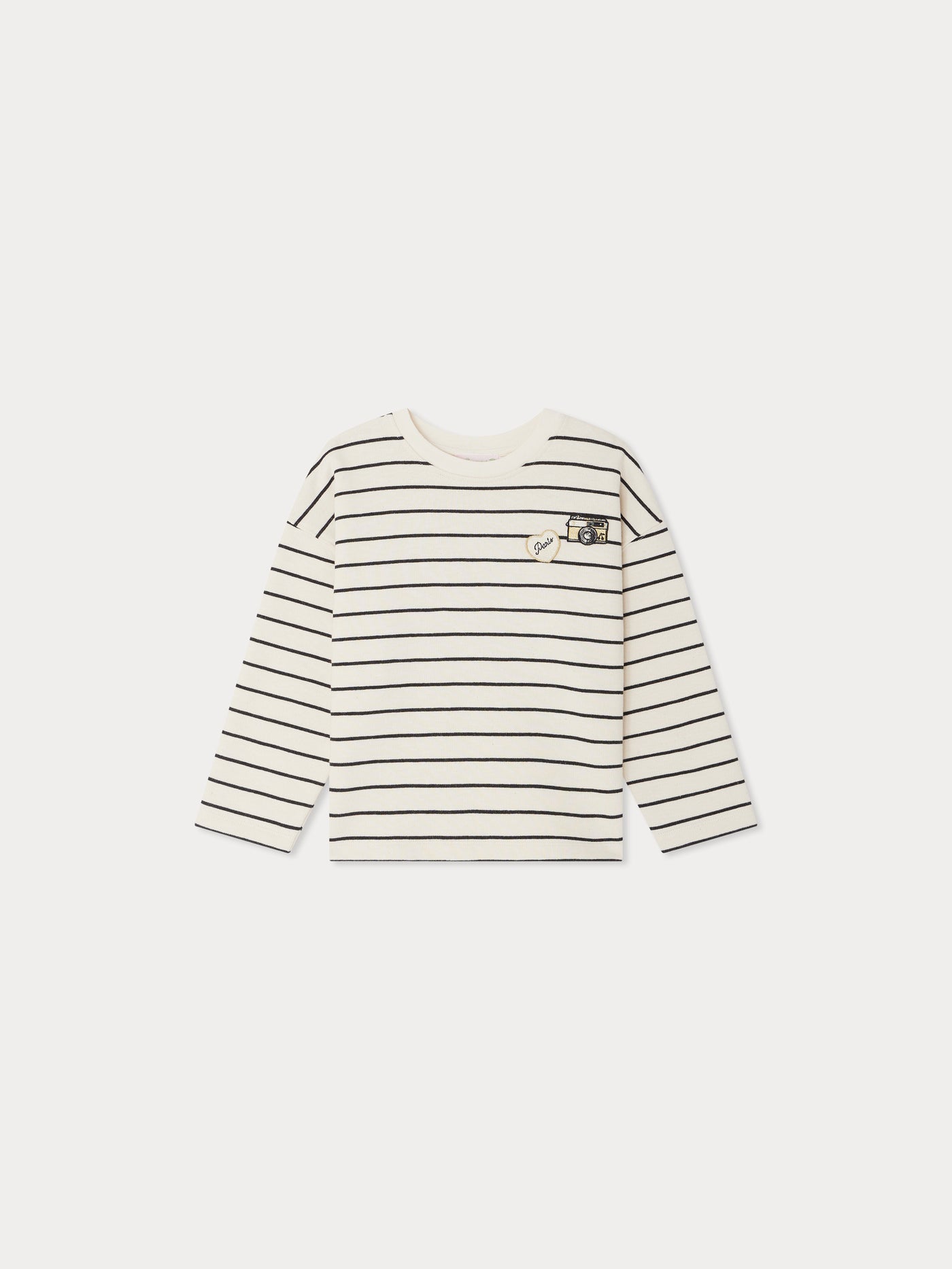 Gaya sweatshirt with black stripes and camera patch