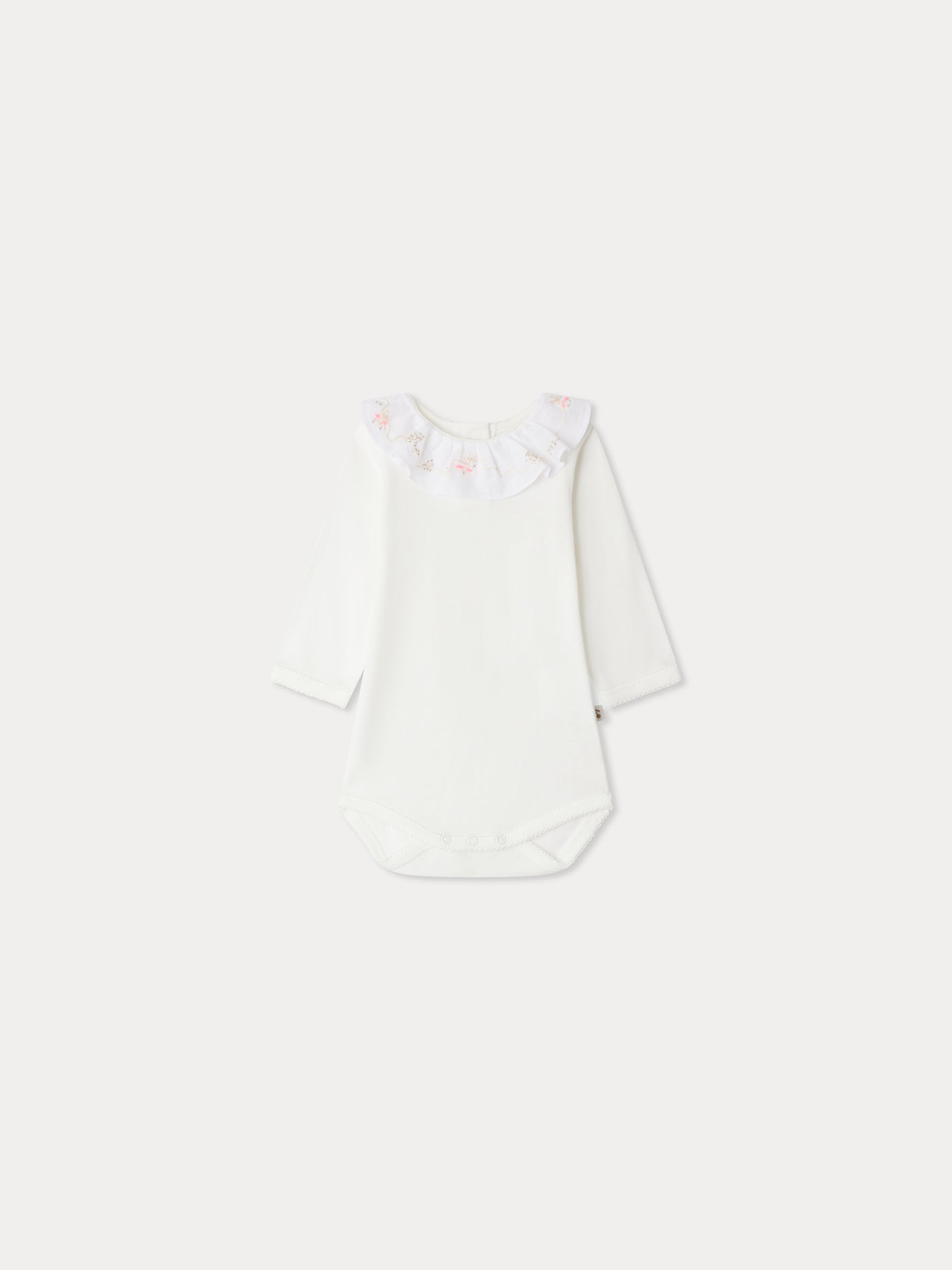 June Bodysuit with embroidered collar in organic cotton