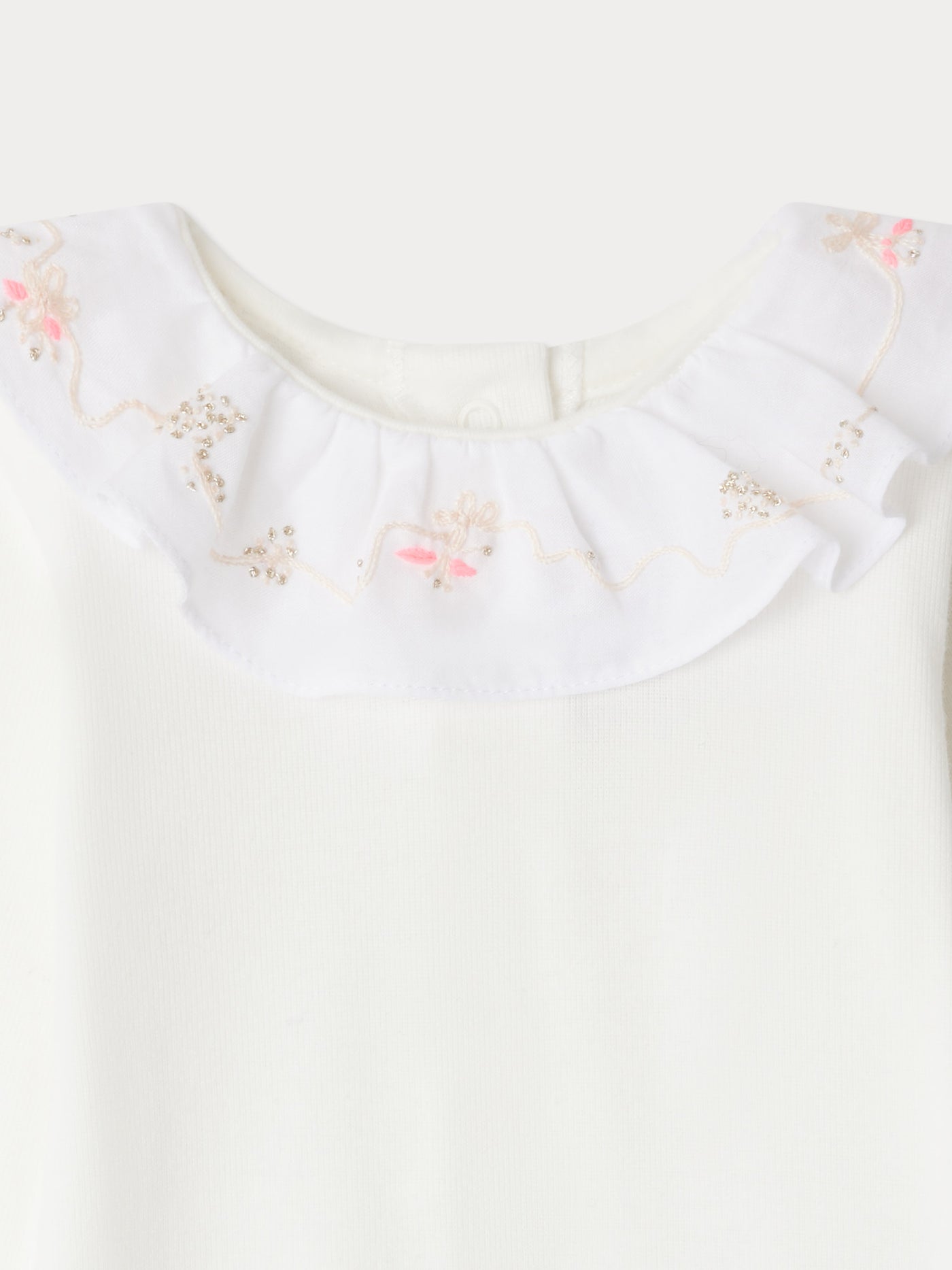 June Bodysuit with embroidered collar in organic cotton
