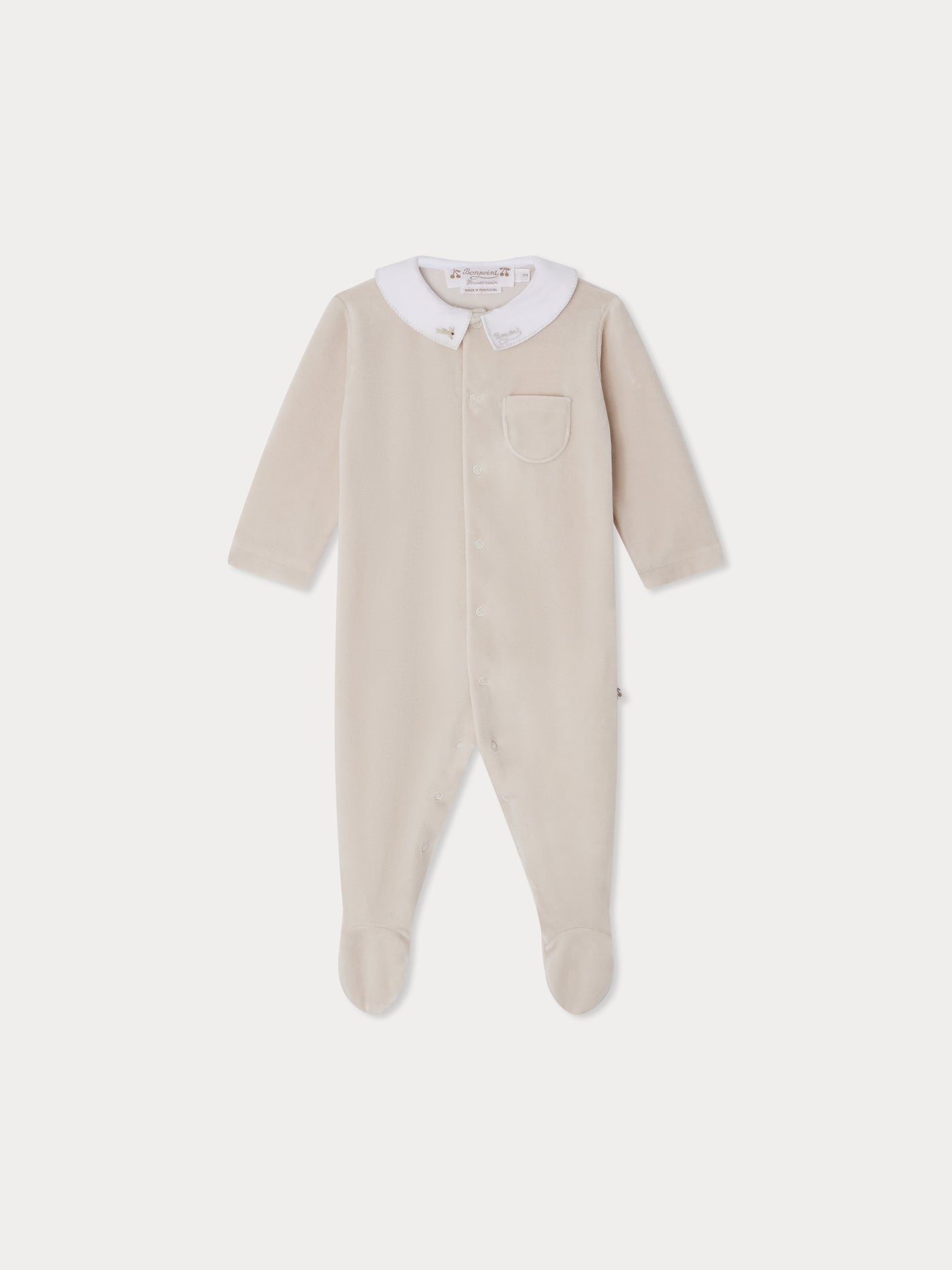 Tilouan Pajamas with embroidered bunny collar in organic cotton