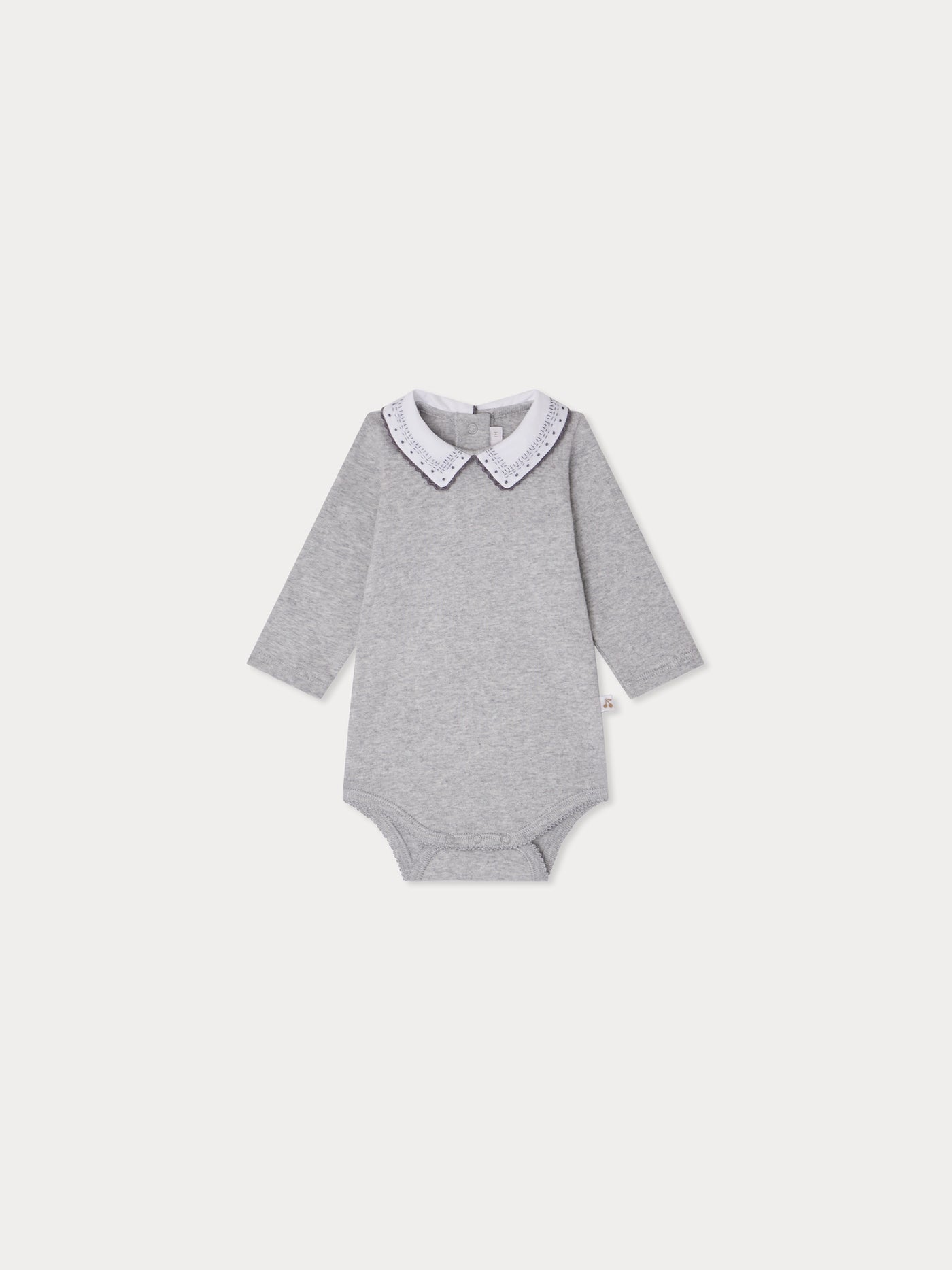 September bodysuit with dotted embroidered collar in organic cotton