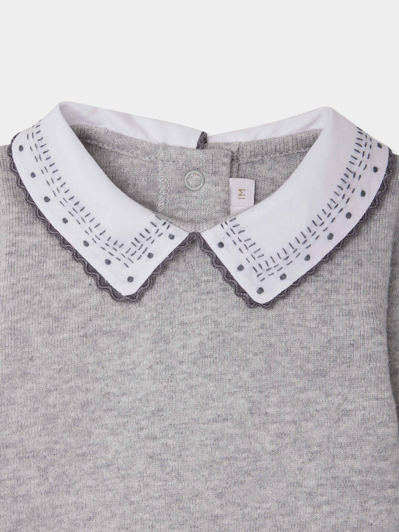 September bodysuit with dotted embroidered collar in organic cotton